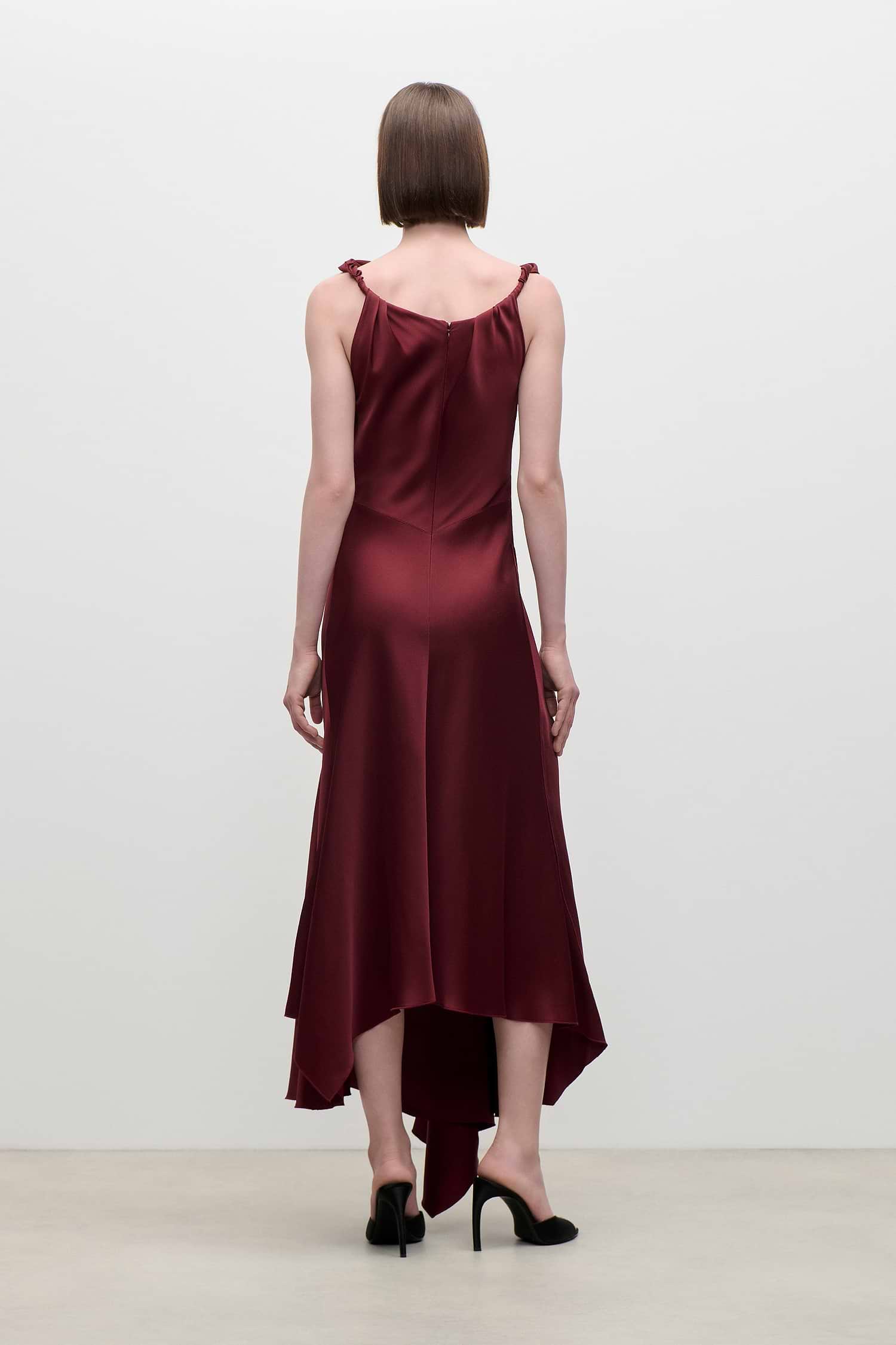 Posy Midi Dress In Burgundy