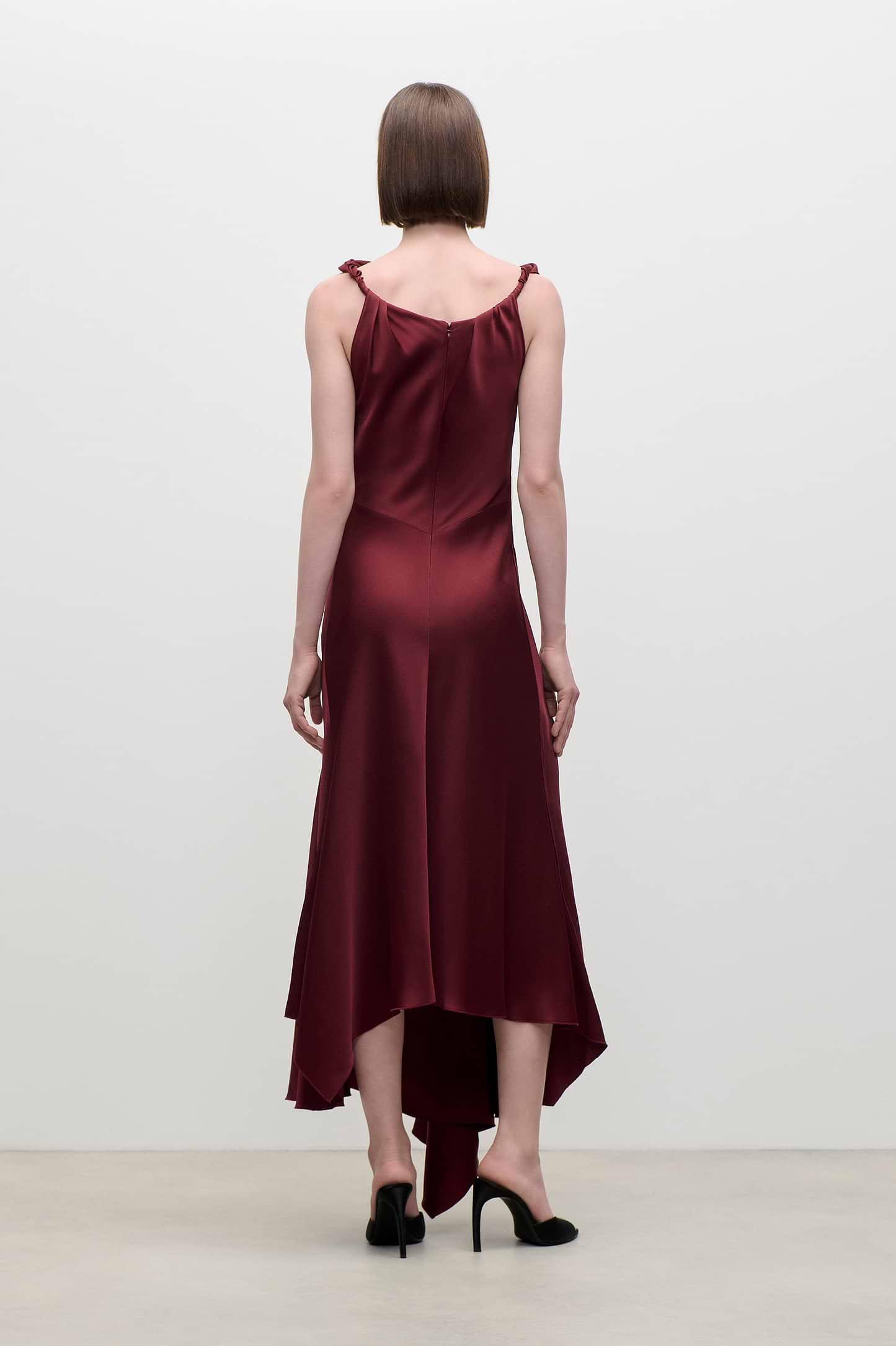 Posy Midi Dress In Burgundy