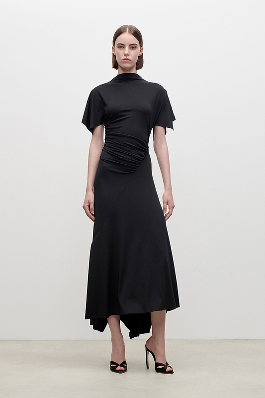 Blousey Midi Dress In Black