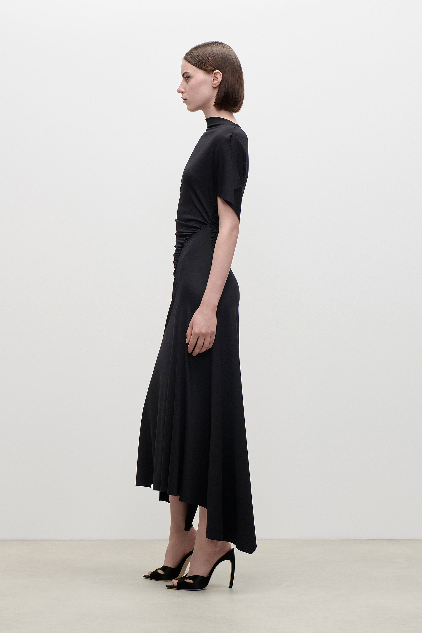 Blousey Midi Dress In Black