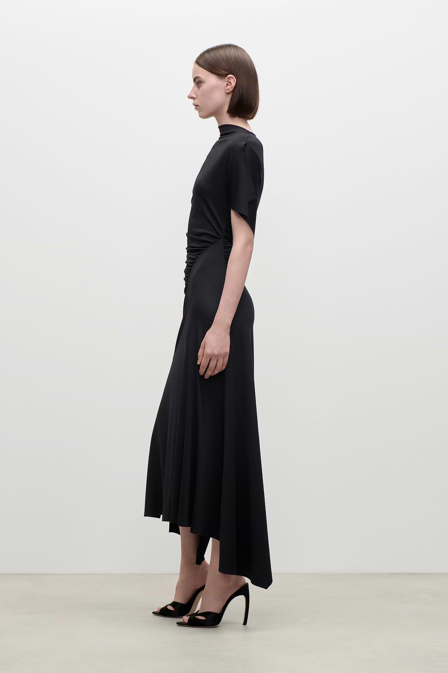 Blousey Midi Dress In Black