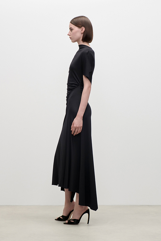Blousey Midi Dress In Black