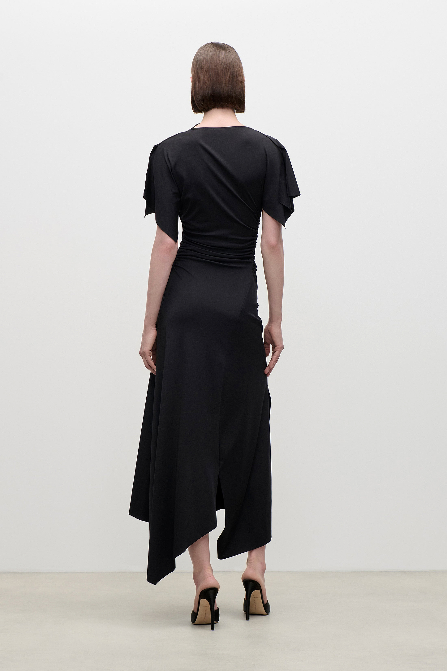 Blousey Midi Dress In Black