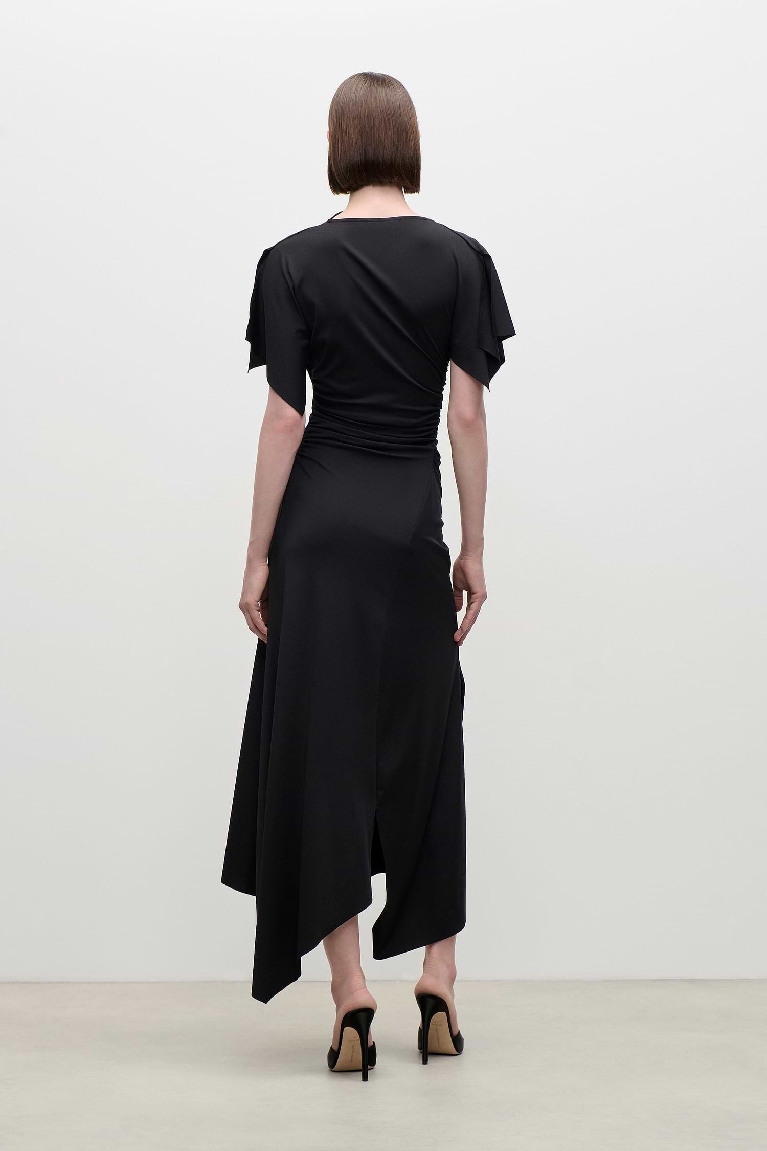 Blousey Midi Dress In Black