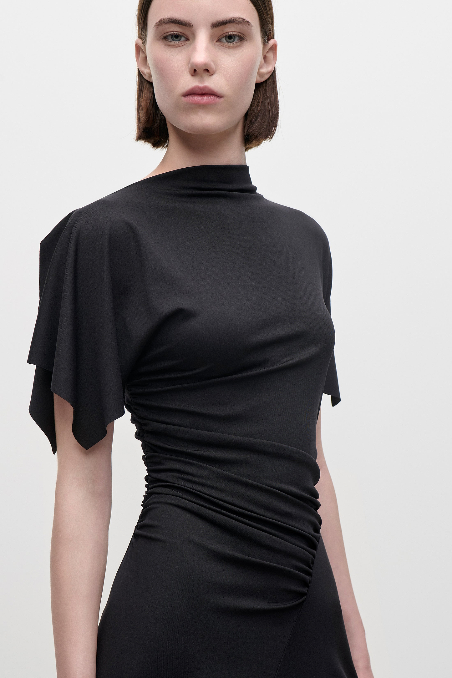 Blousey Midi Dress In Black