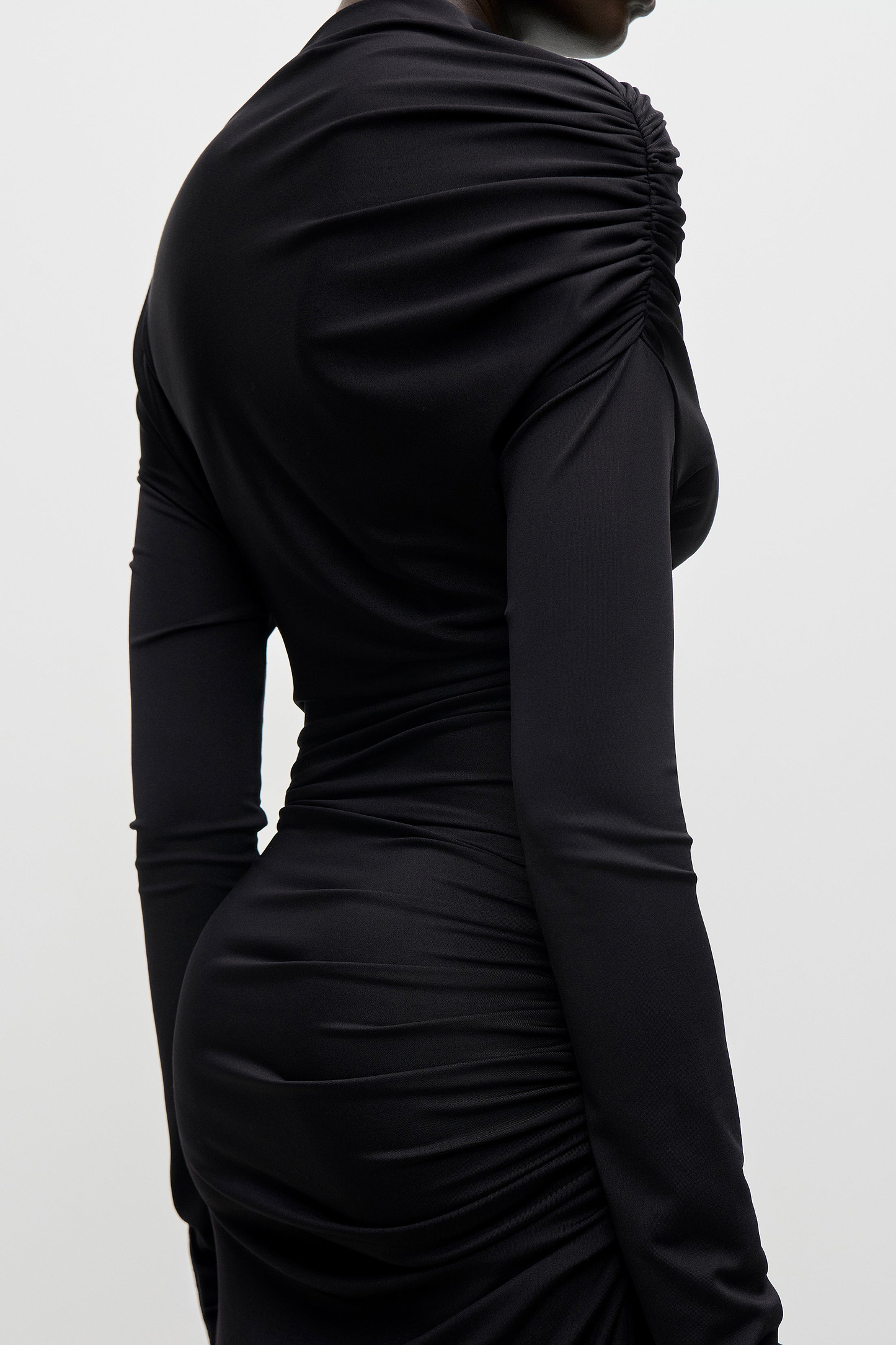 Shoulder Drape Gown In Black