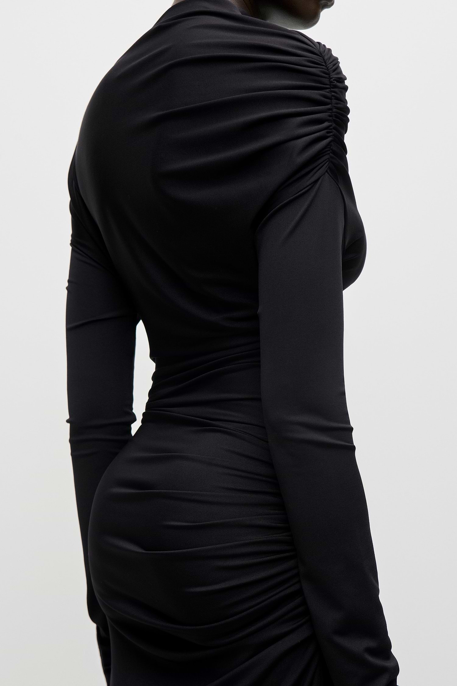 Shoulder Drape Gown In Black
