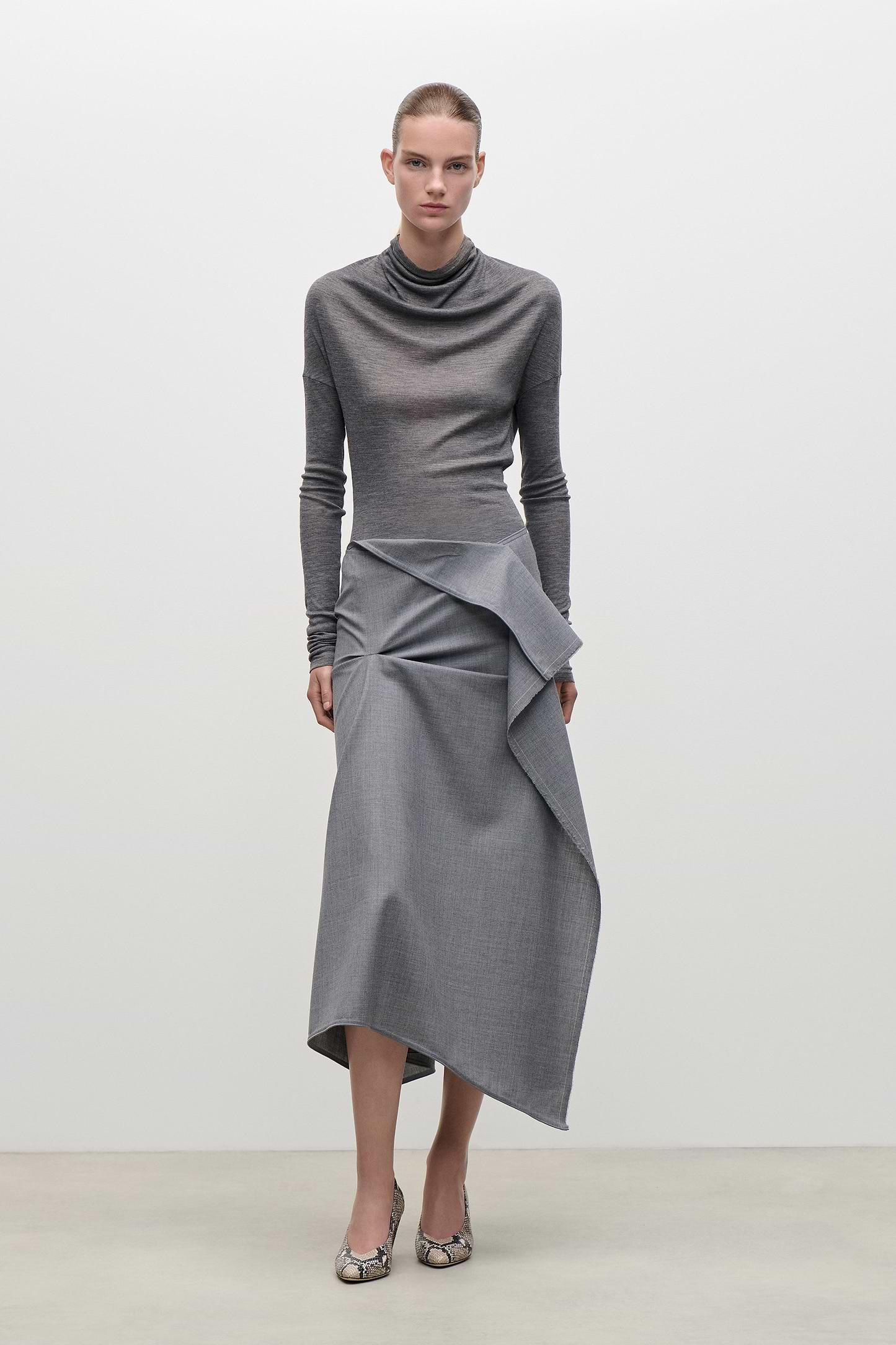 Draped Top In Grey Marl