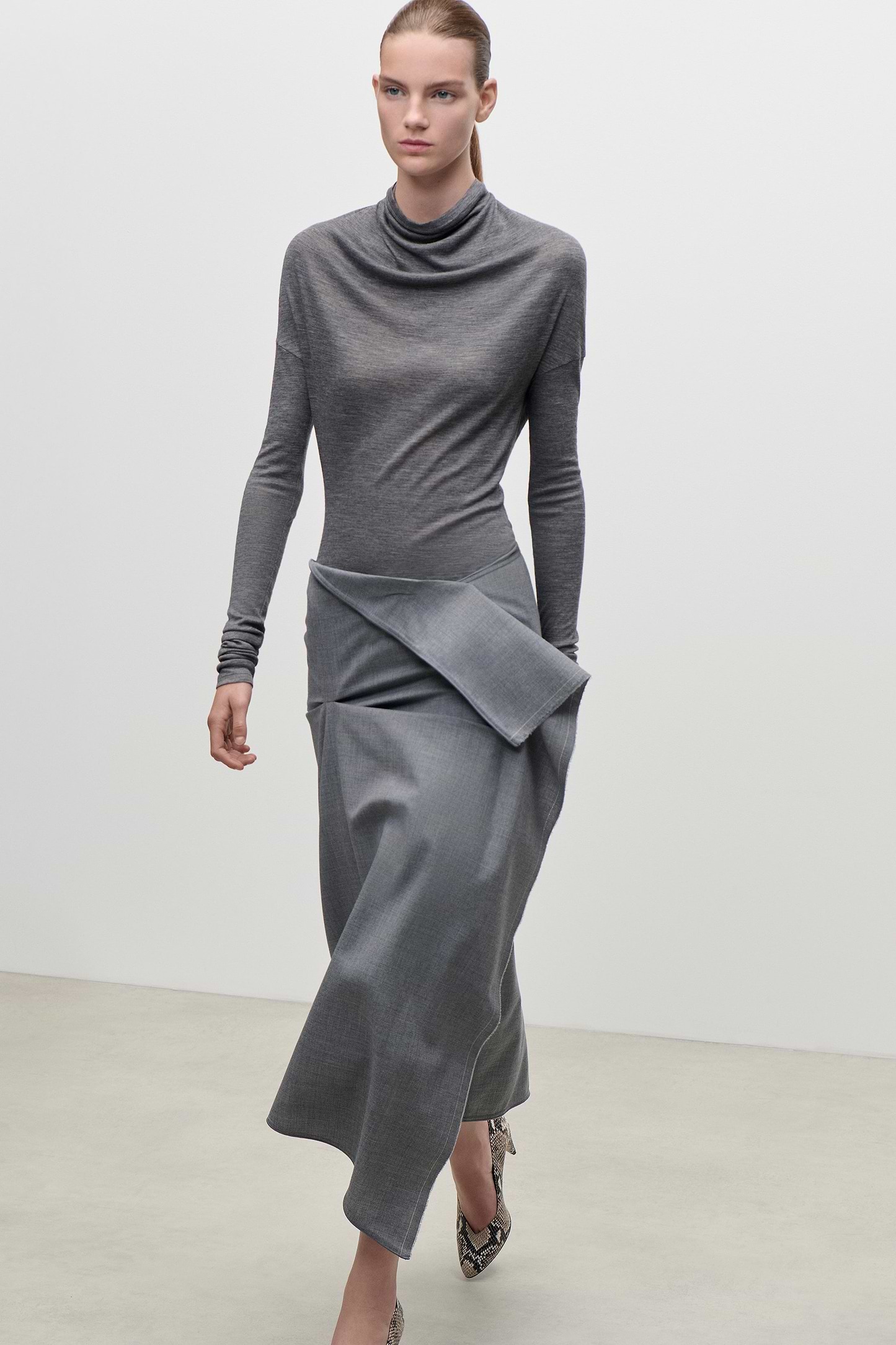 Draped Top In Grey Marl