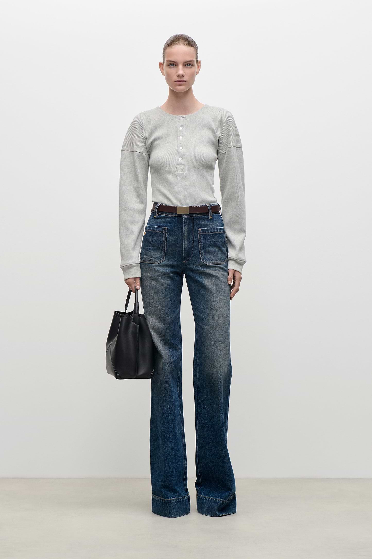 Hazel Top In Grey Marl
