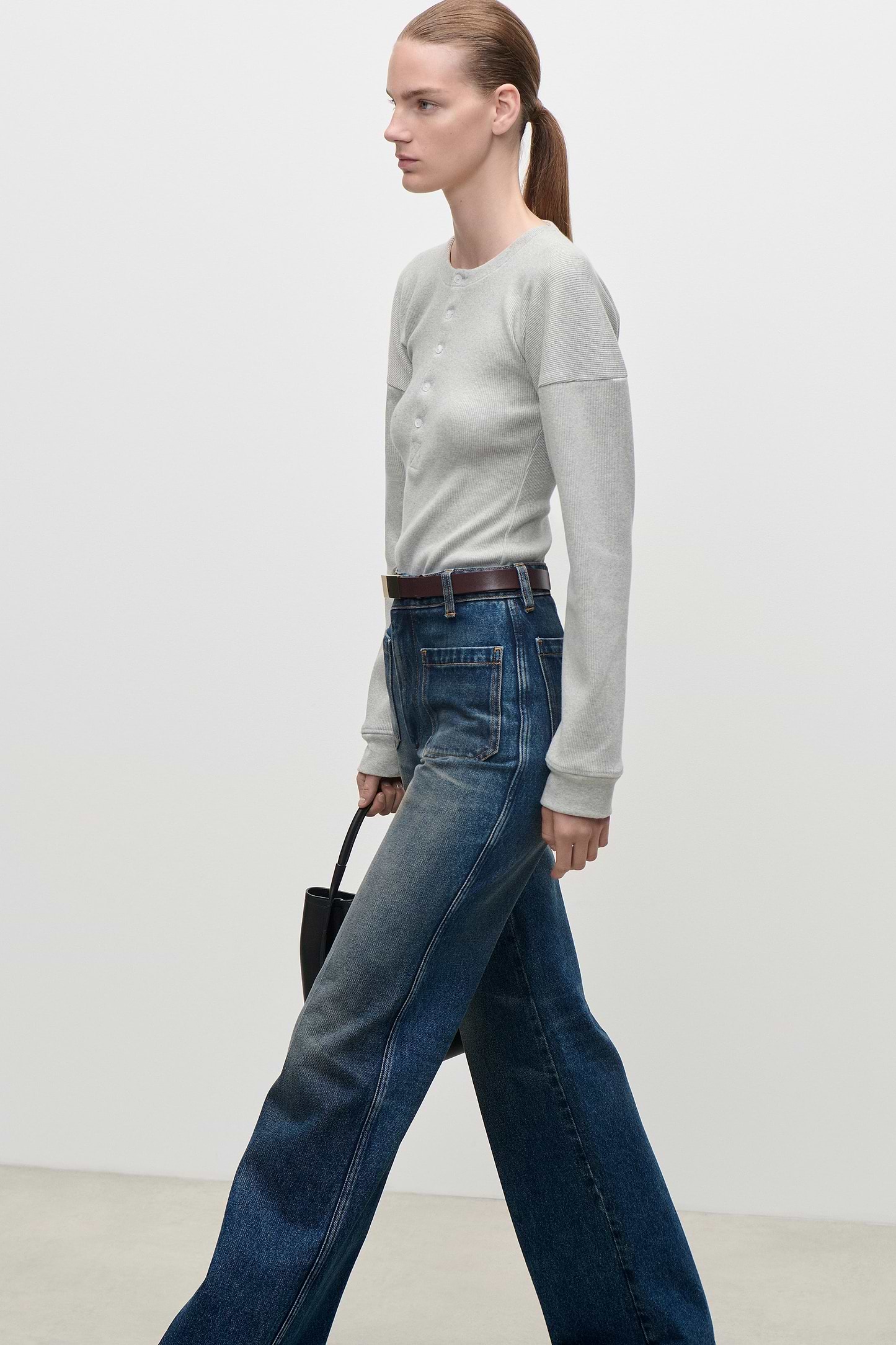Hazel Top In Grey Marl