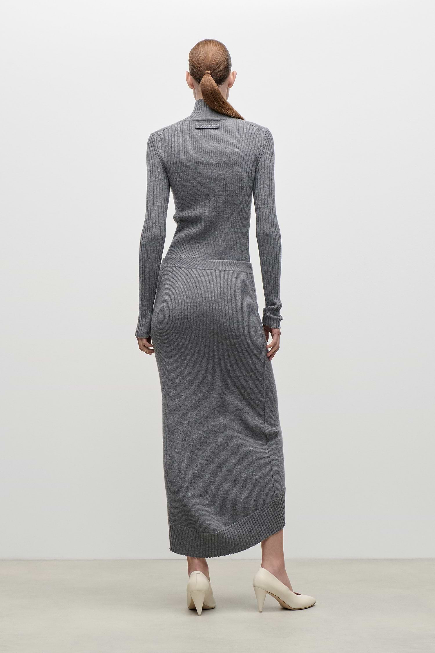 Fitted Skirt In Grey Melange