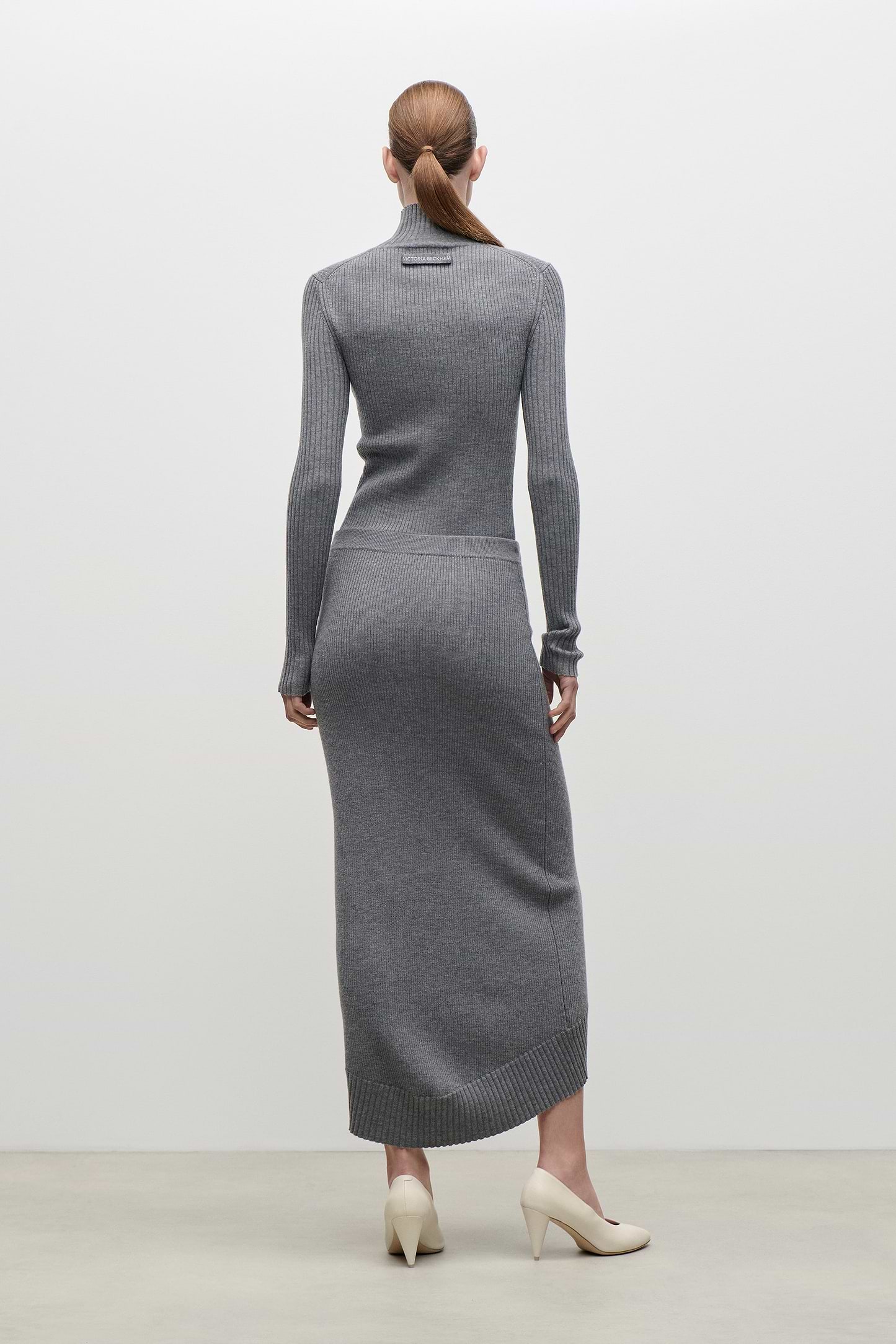 Fitted Skirt In Grey Melange