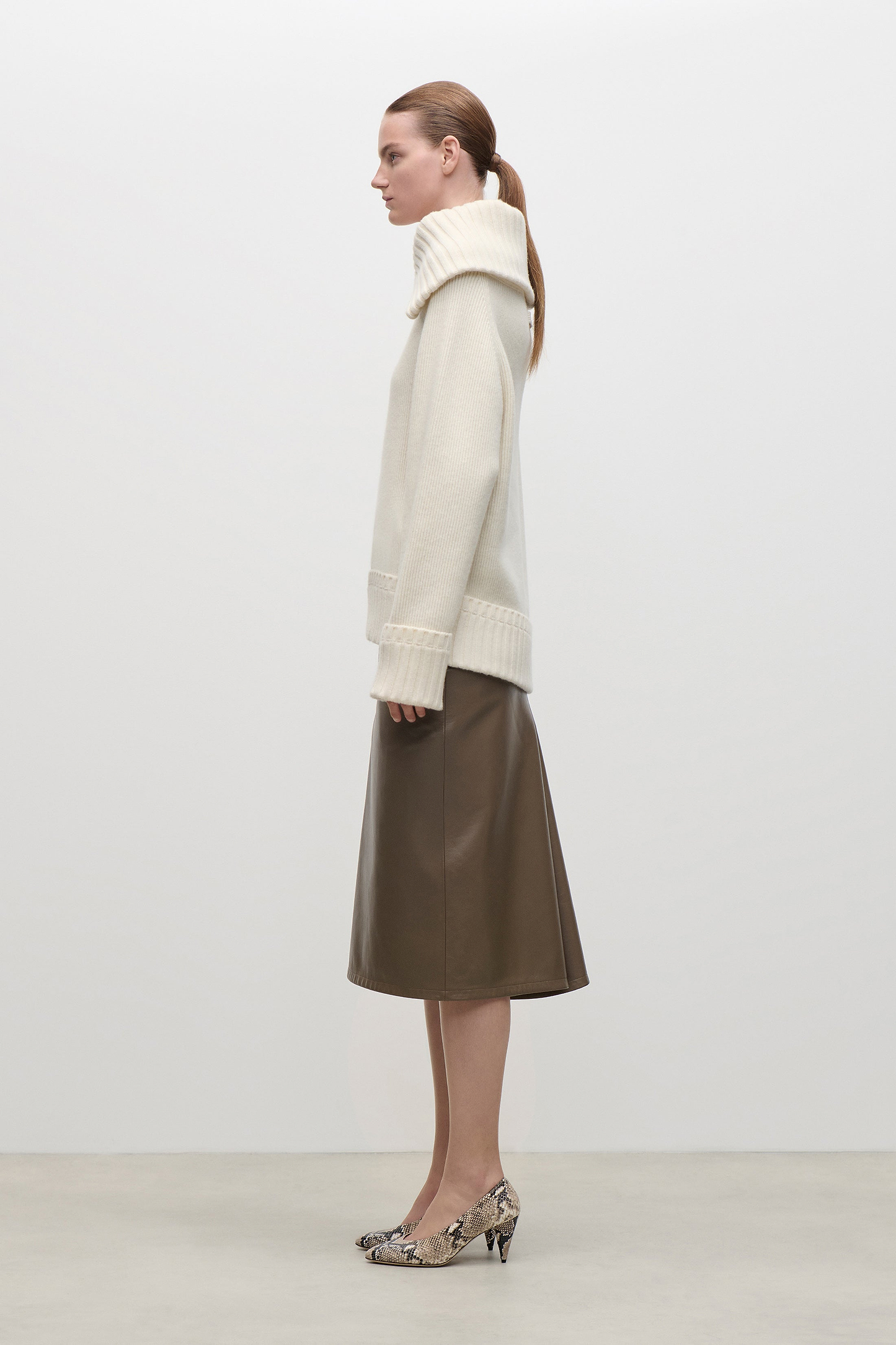 Wide Collar Jumper In Ivory
