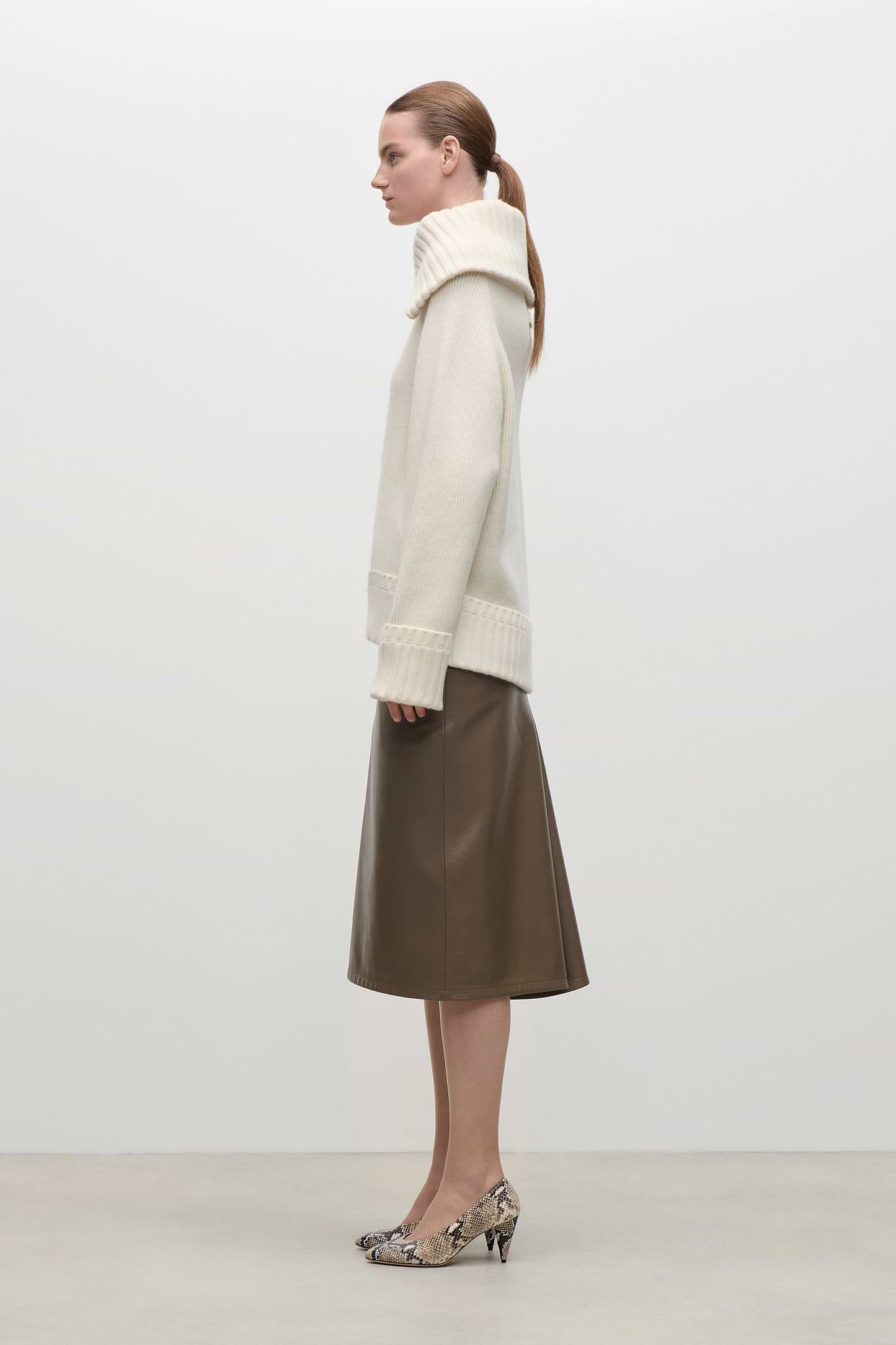 Wide Collar Jumper In Ivory