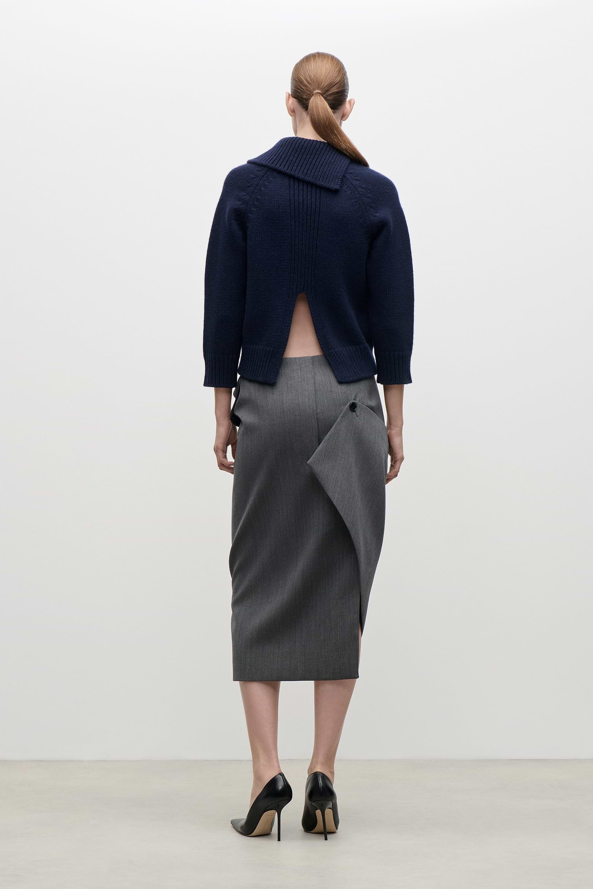 Asymmetric Collar Jumper In Navy