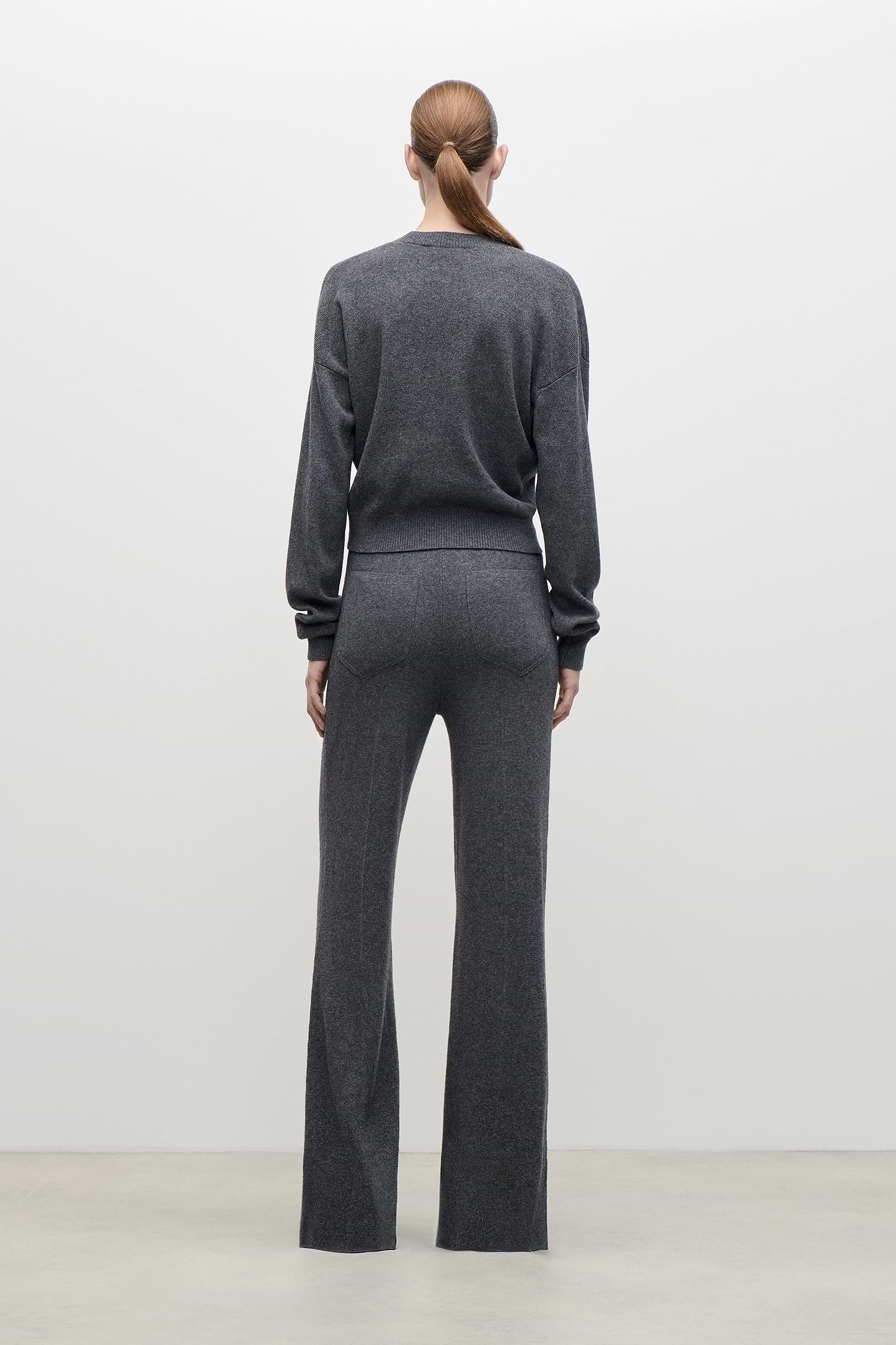 Alina Knitted Trouser In Dark Grey