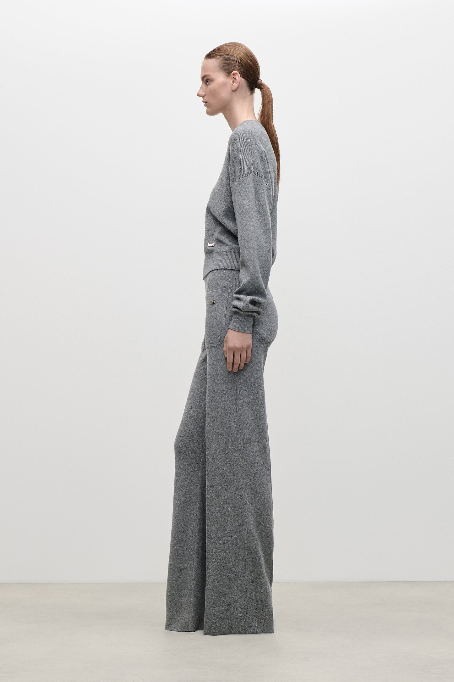 Alina Knitted Trouser In Mid Grey