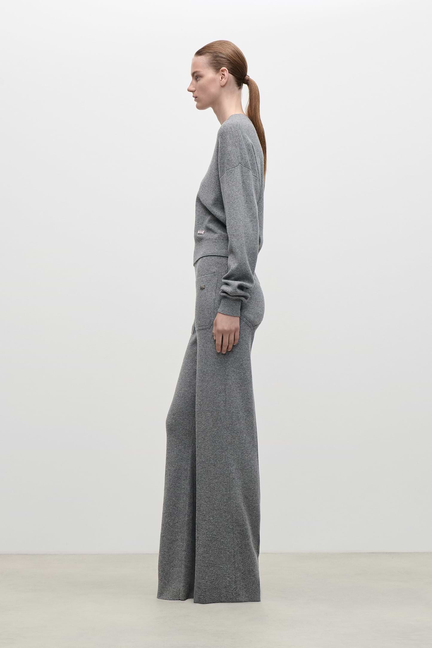 Alina Knitted Trouser In Mid Grey