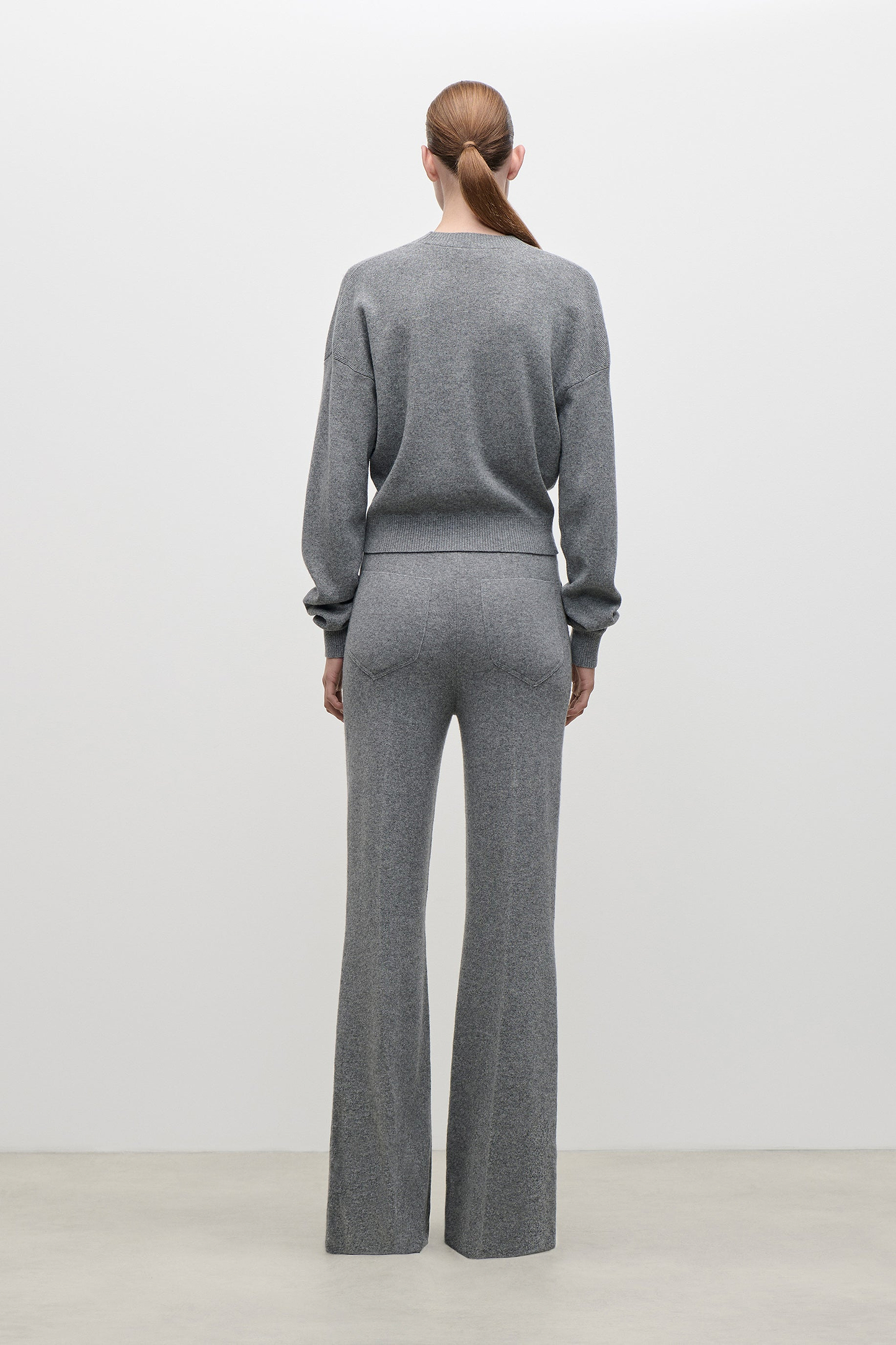 Alina Knitted Trouser In Mid Grey