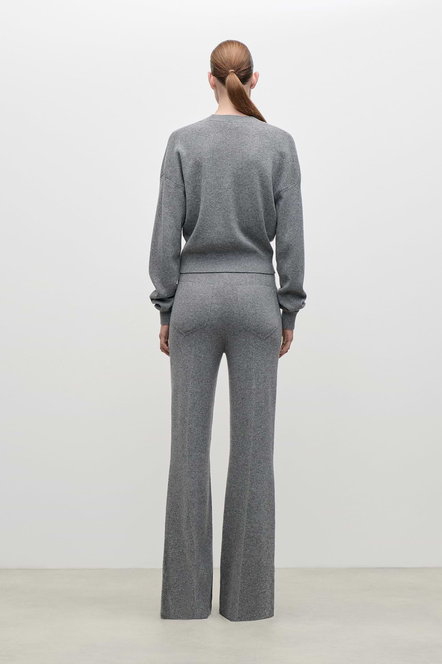 Alina Knitted Trouser In Mid Grey