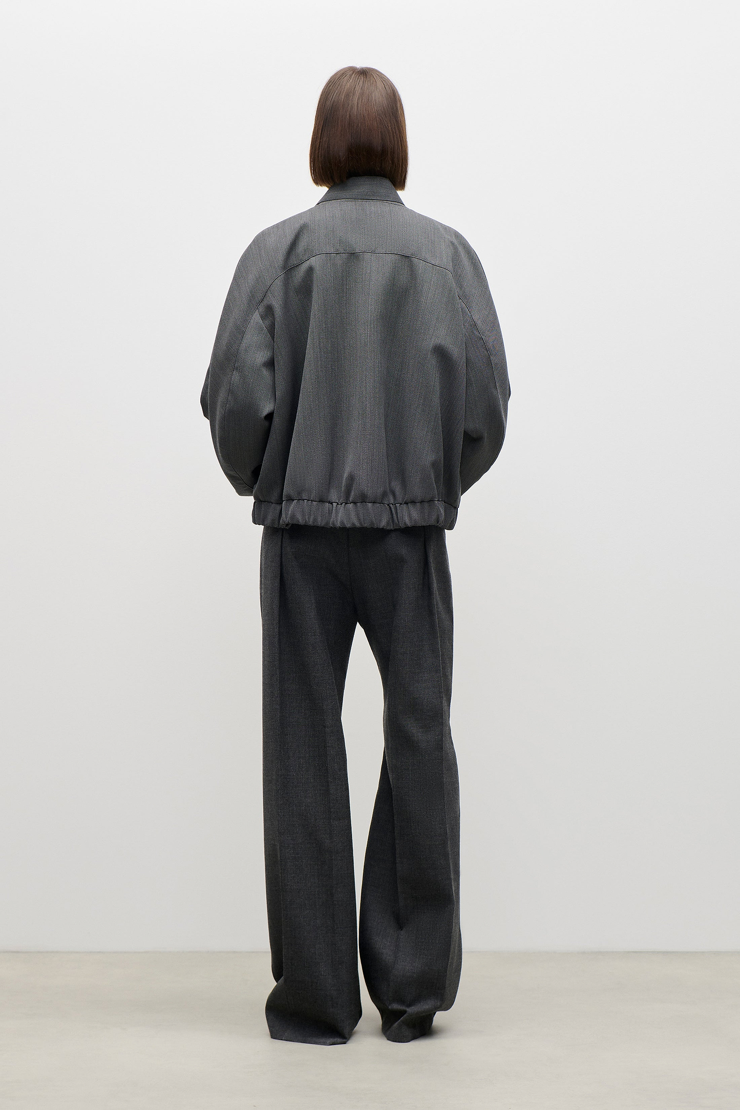 Scarf Bomber Jacket In Dark Grey