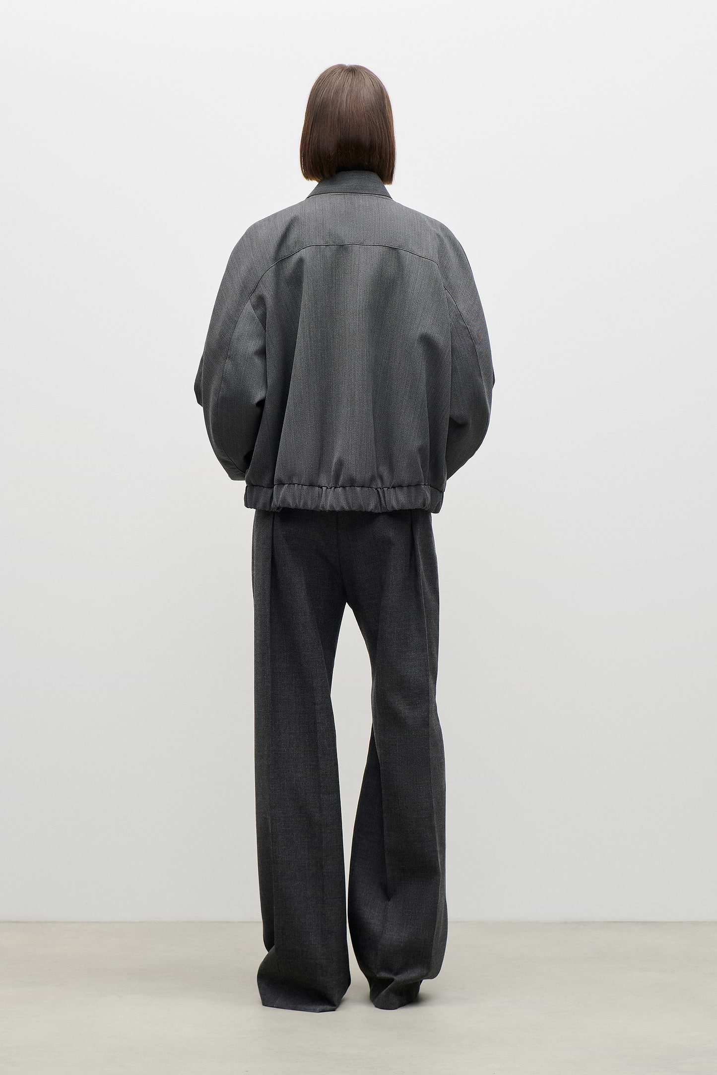 Scarf Bomber Jacket In Dark Grey