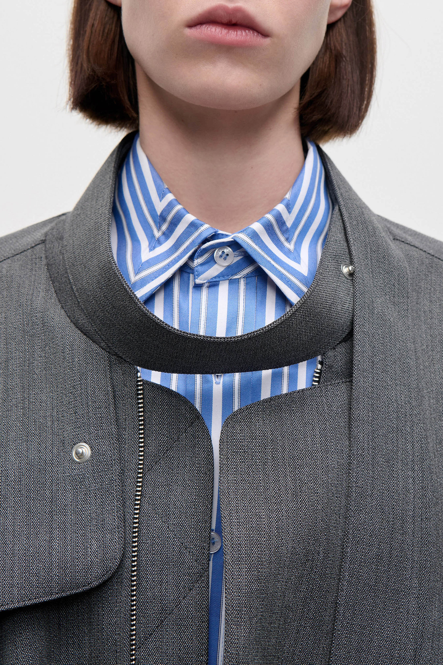 Scarf Bomber Jacket In Dark Grey