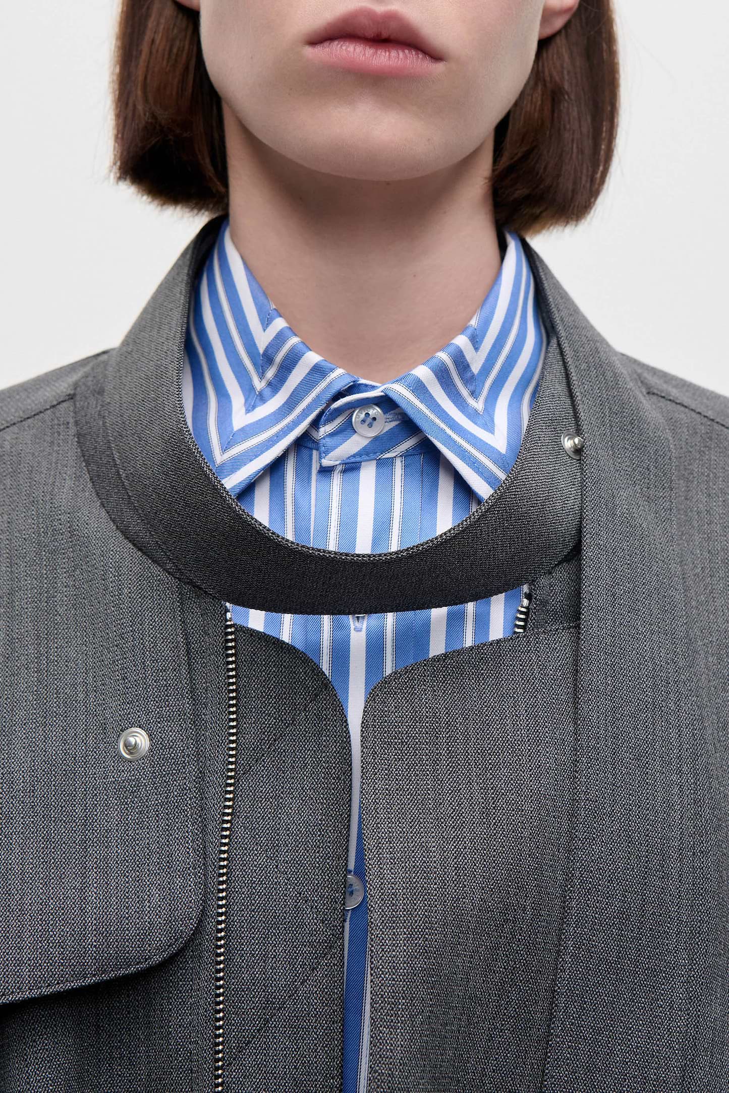 Scarf Bomber Jacket In Dark Grey