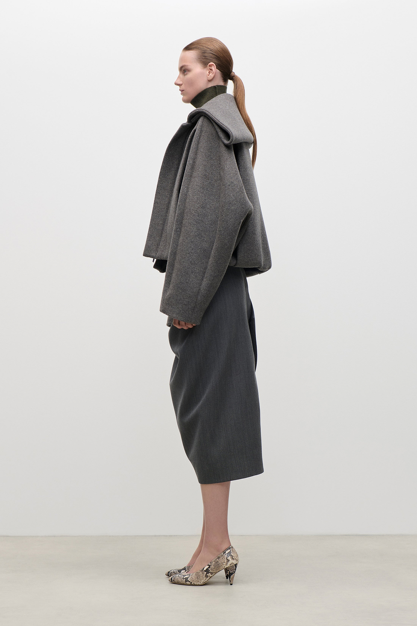 Folded Collar Bomber Jacket In Grey