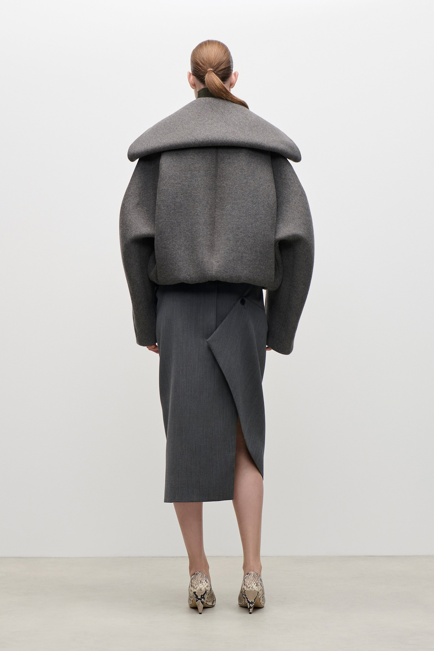 Folded Collar Bomber Jacket In Grey