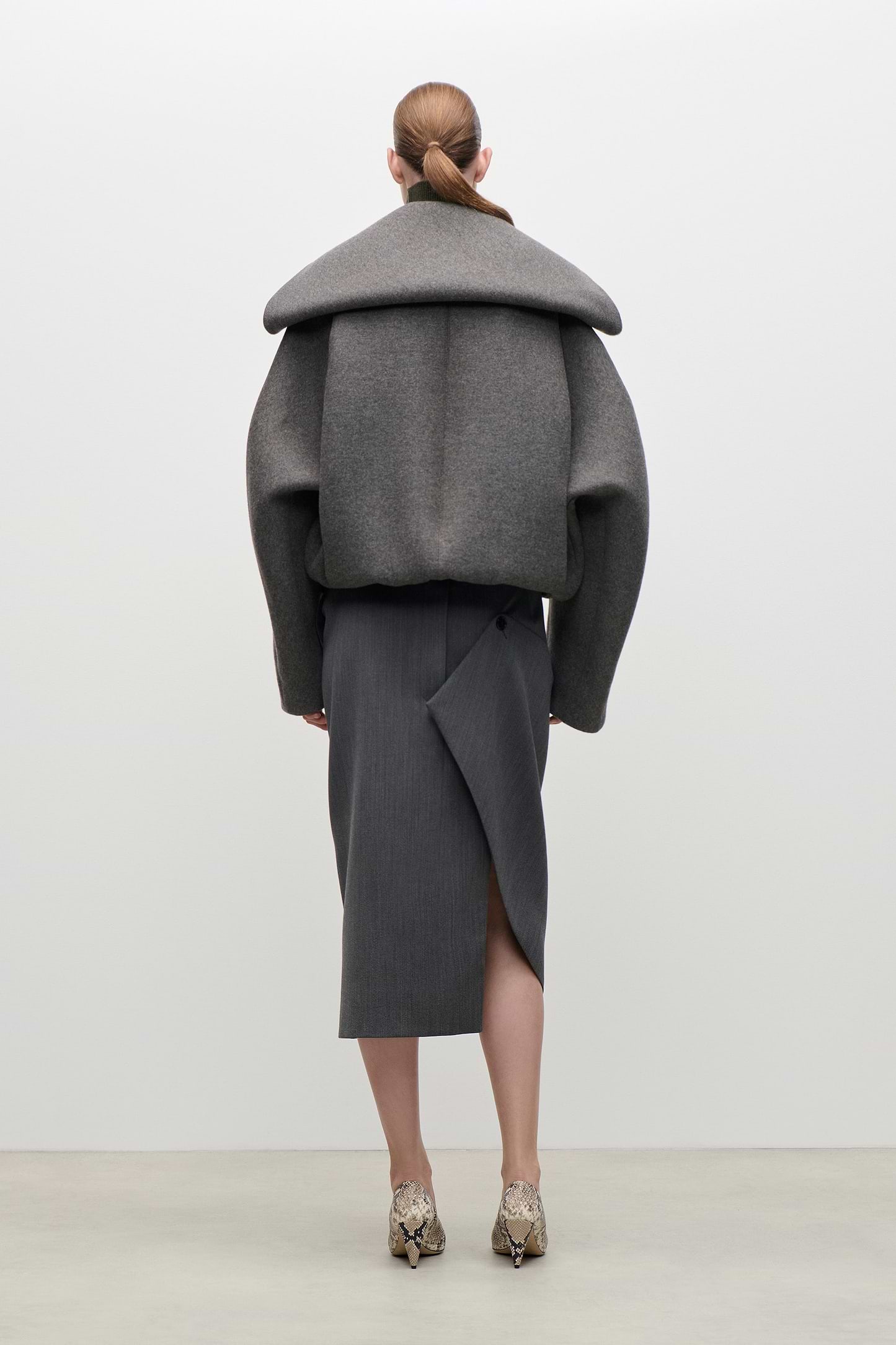 Folded Collar Bomber Jacket In Grey