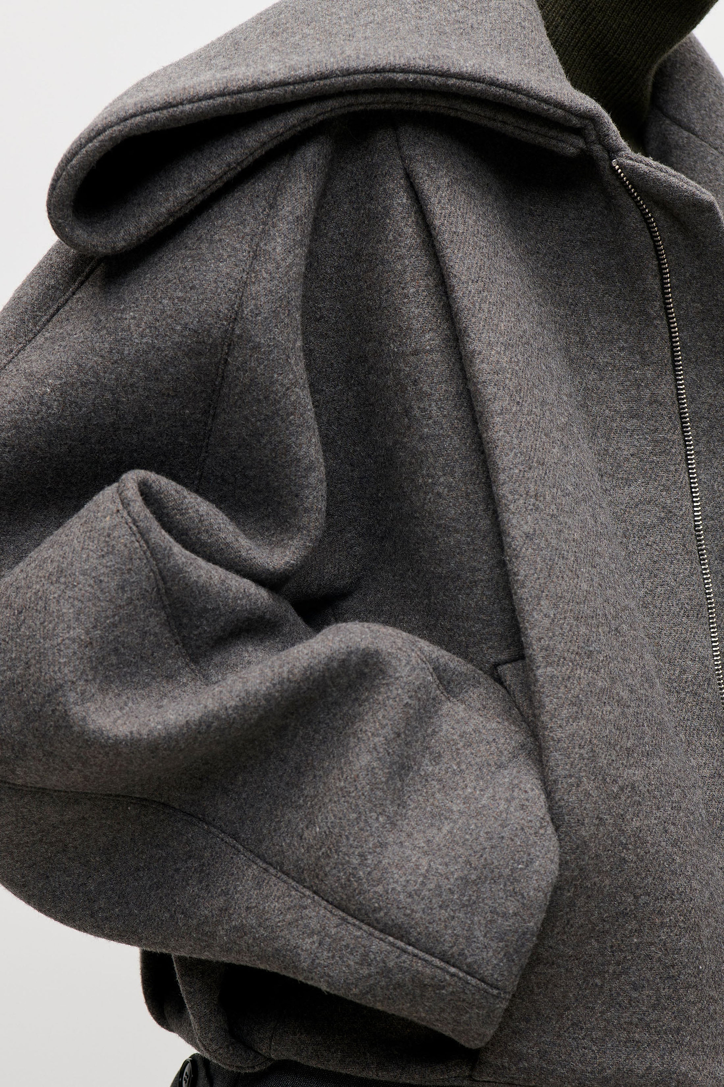 Folded Collar Bomber Jacket In Grey