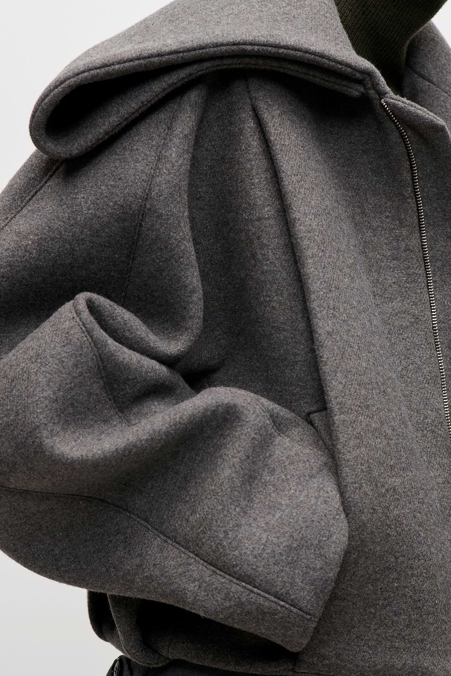 Folded Collar Bomber Jacket In Grey
