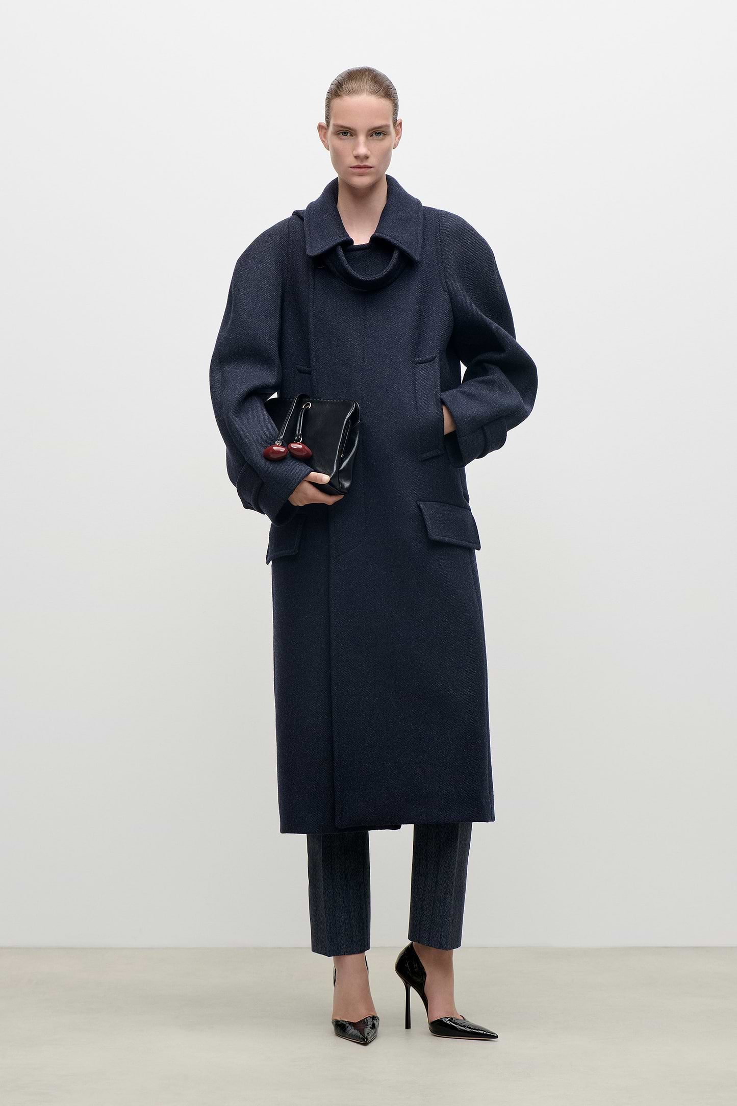 Latched Raglan Coat In Navy