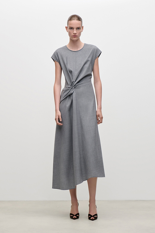 Aria Midi Dress In Light Grey Melange
