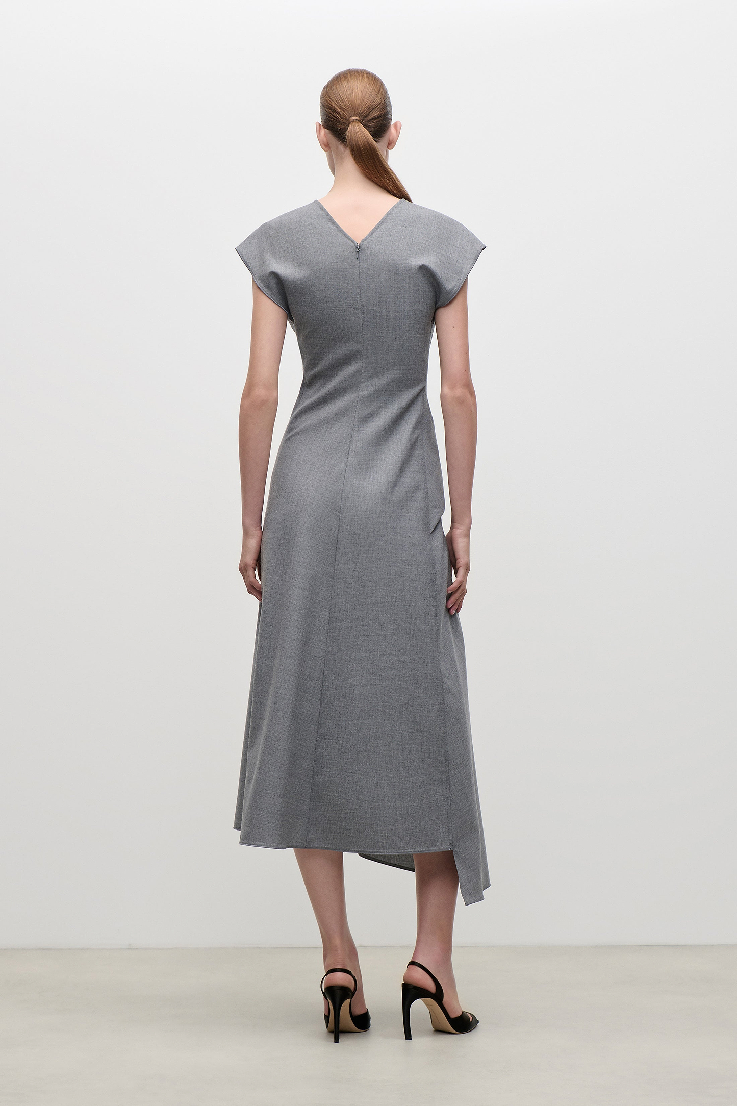 Aria Midi Dress In Light Grey Melange