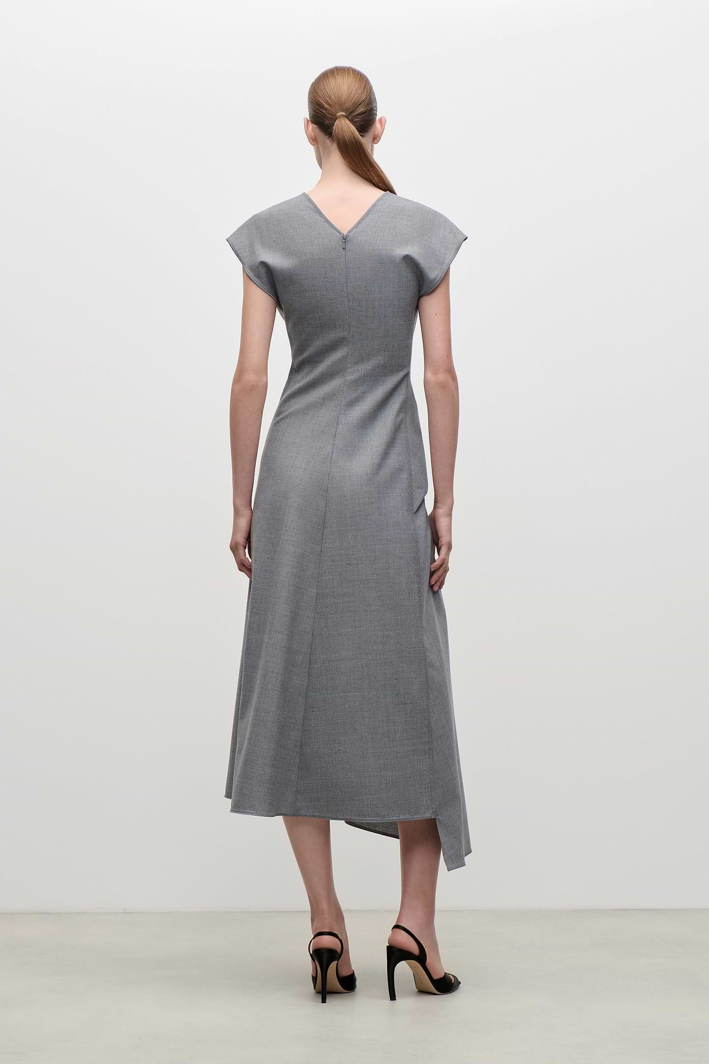 Aria Midi Dress In Light Grey Melange