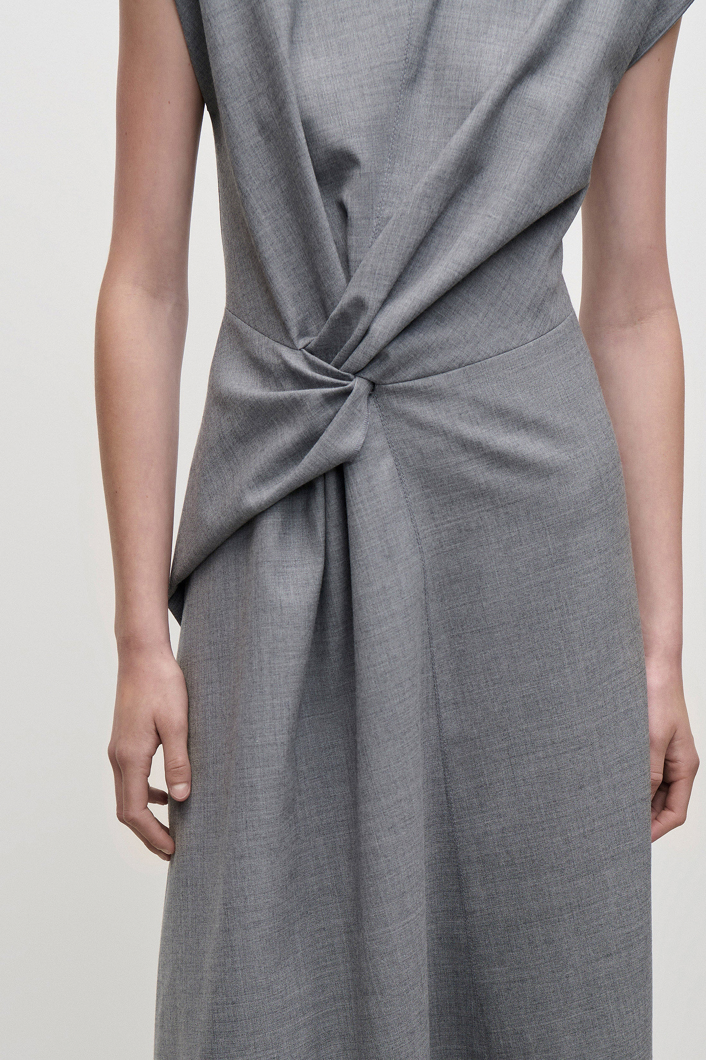 Aria Midi Dress In Light Grey Melange