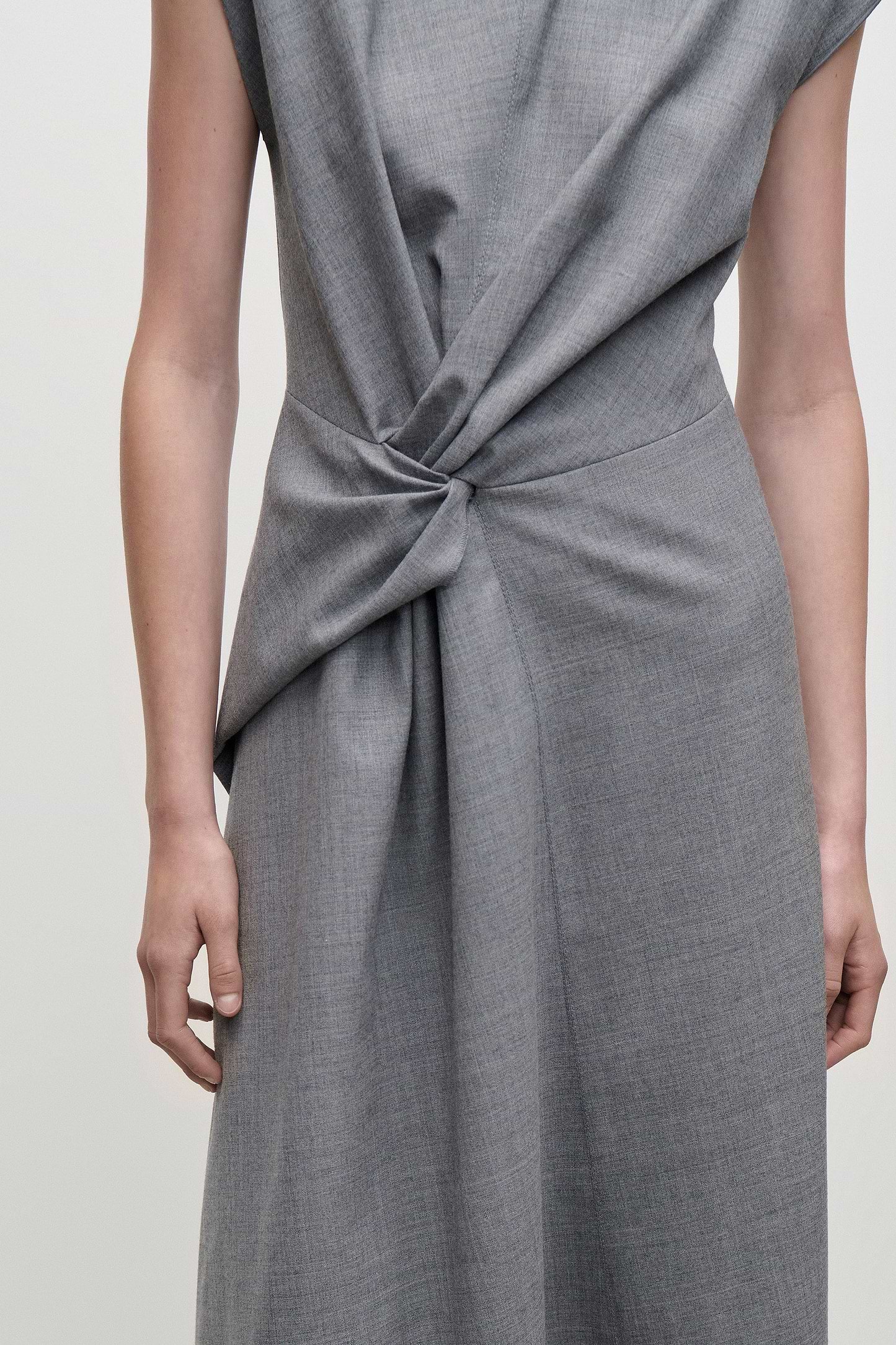 Aria Midi Dress In Light Grey Melange