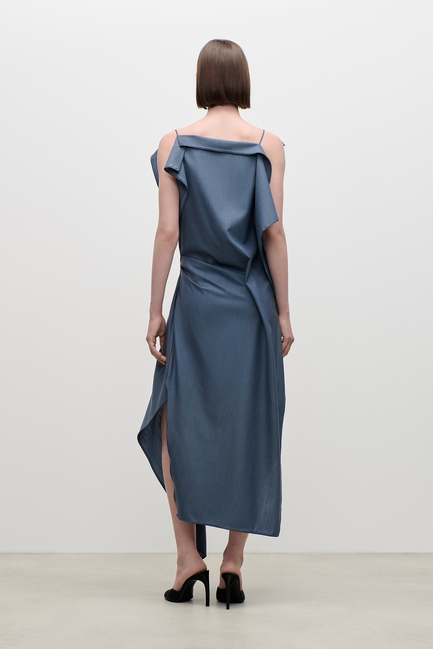 Draped Midi Dress In Blue