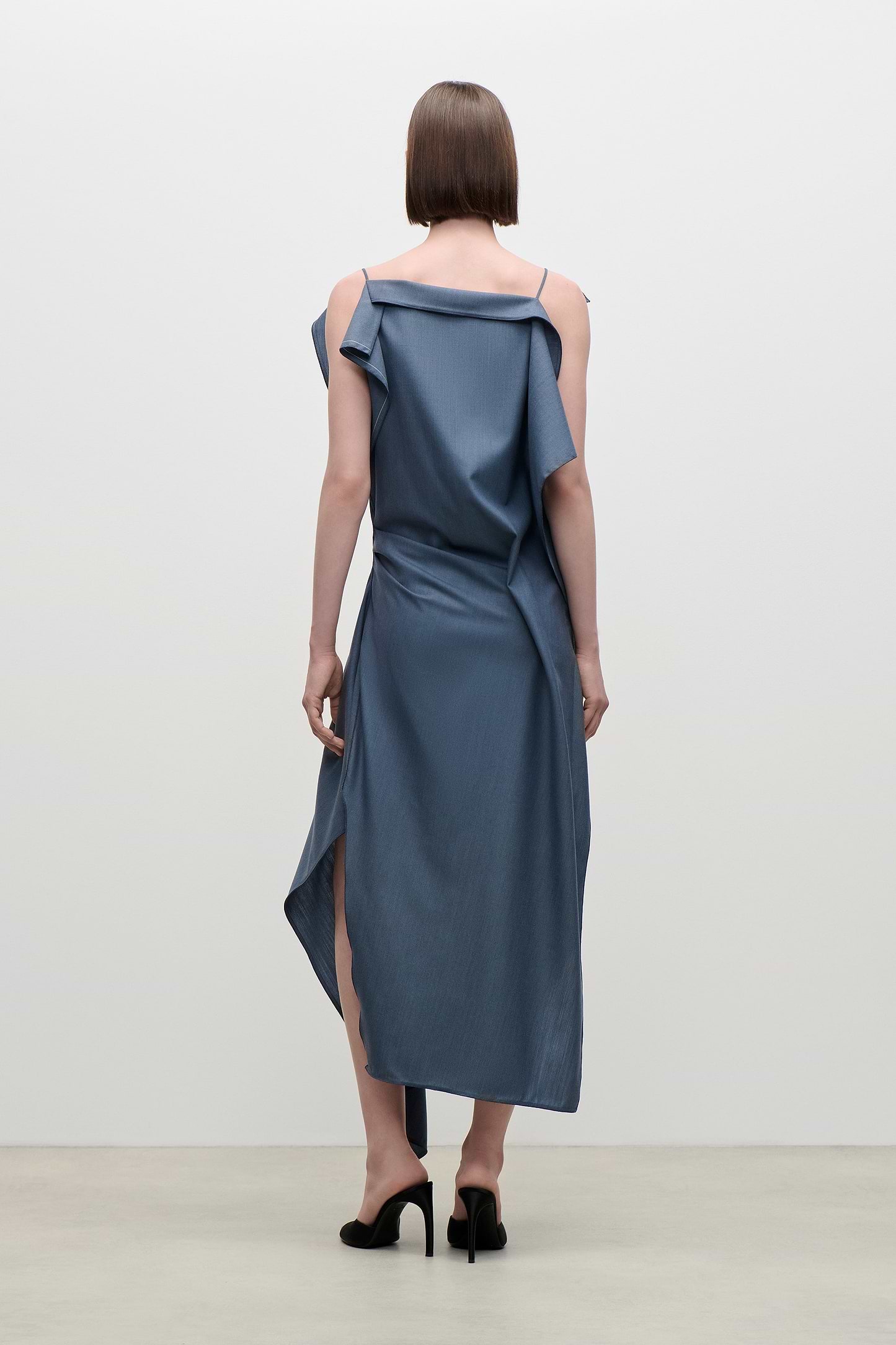 Draped Midi Dress In Blue