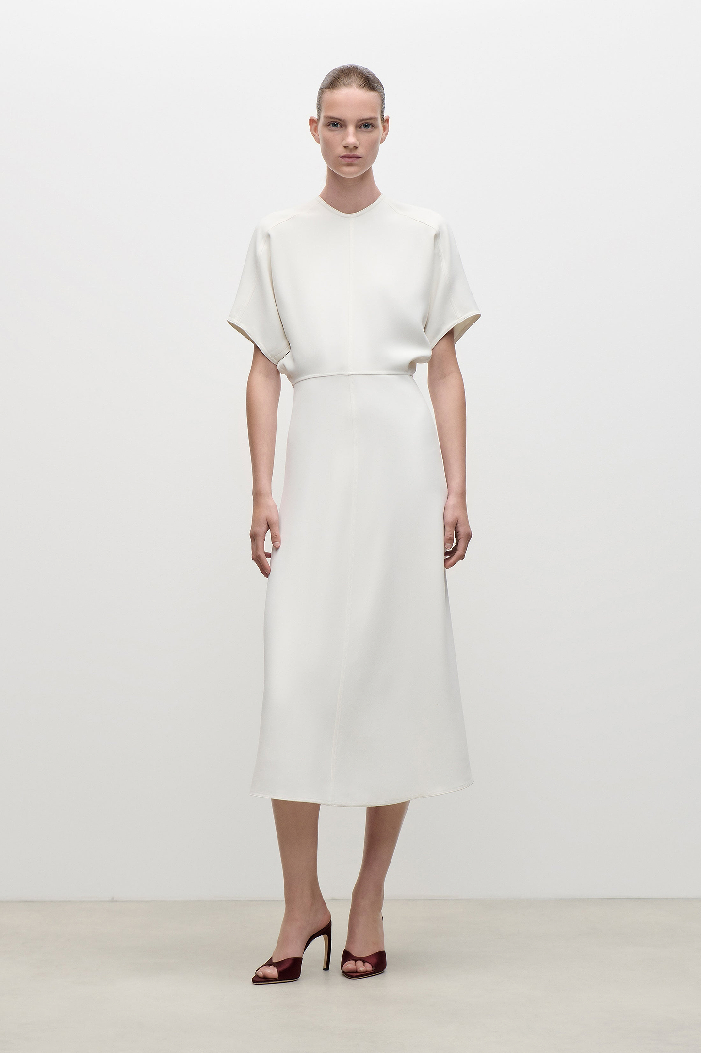 Eleanor Midi Dress In Bright Ivory