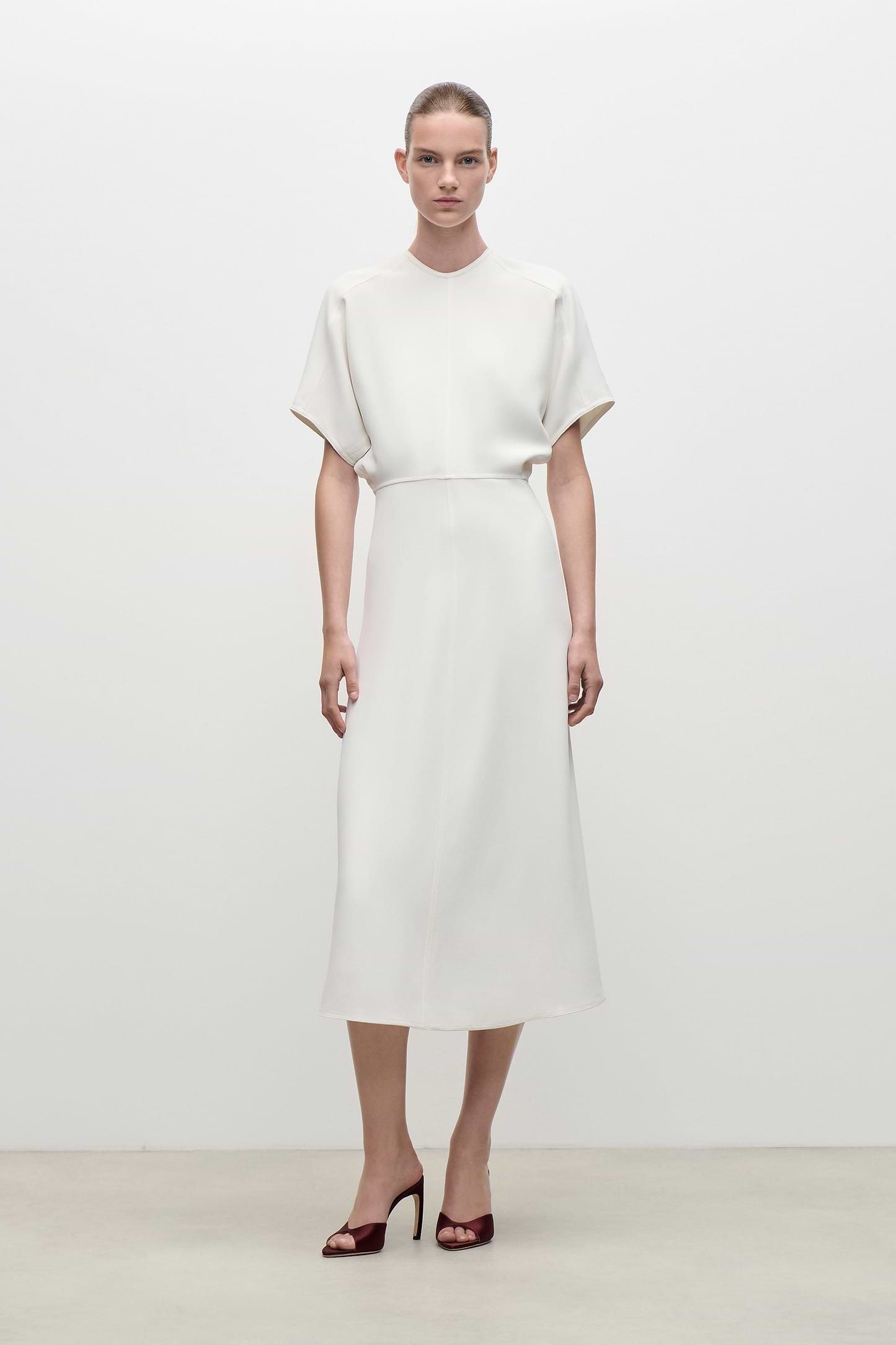 Eleanor Midi Dress In Bright Ivory
