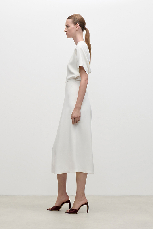 Eleanor Midi Dress In Bright Ivory