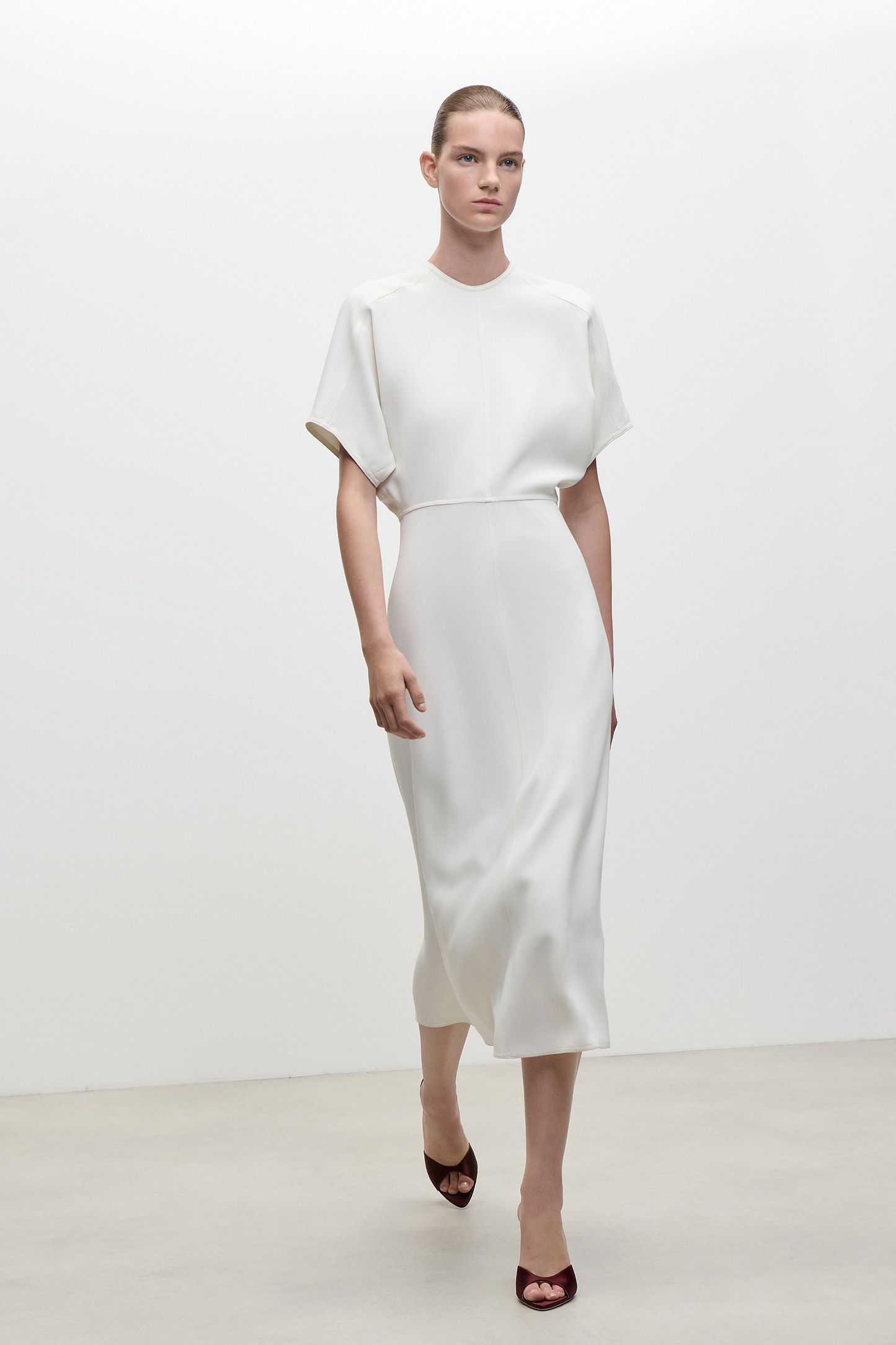 Eleanor Midi Dress In Bright Ivory