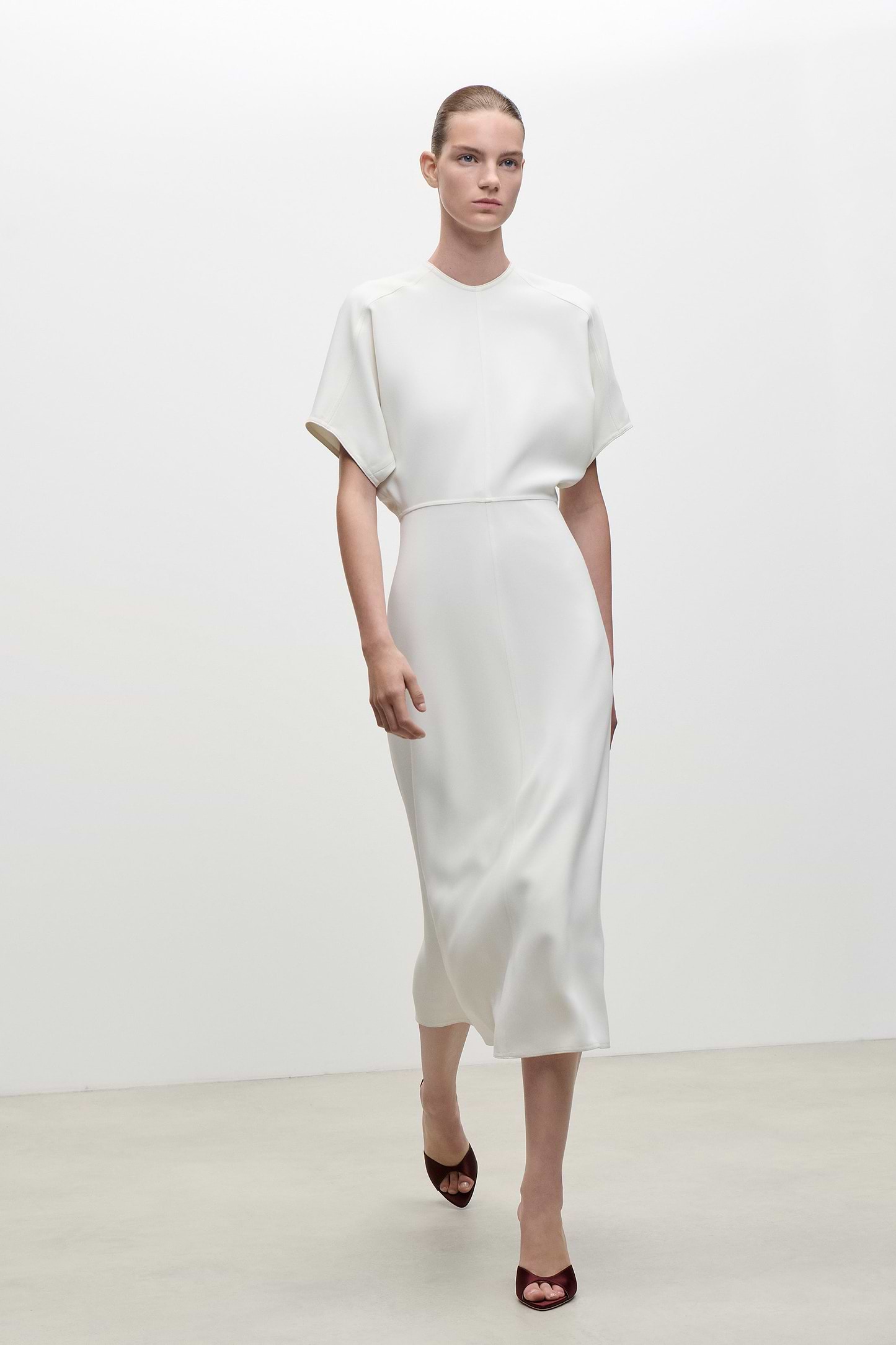 Eleanor Midi Dress In Bright Ivory