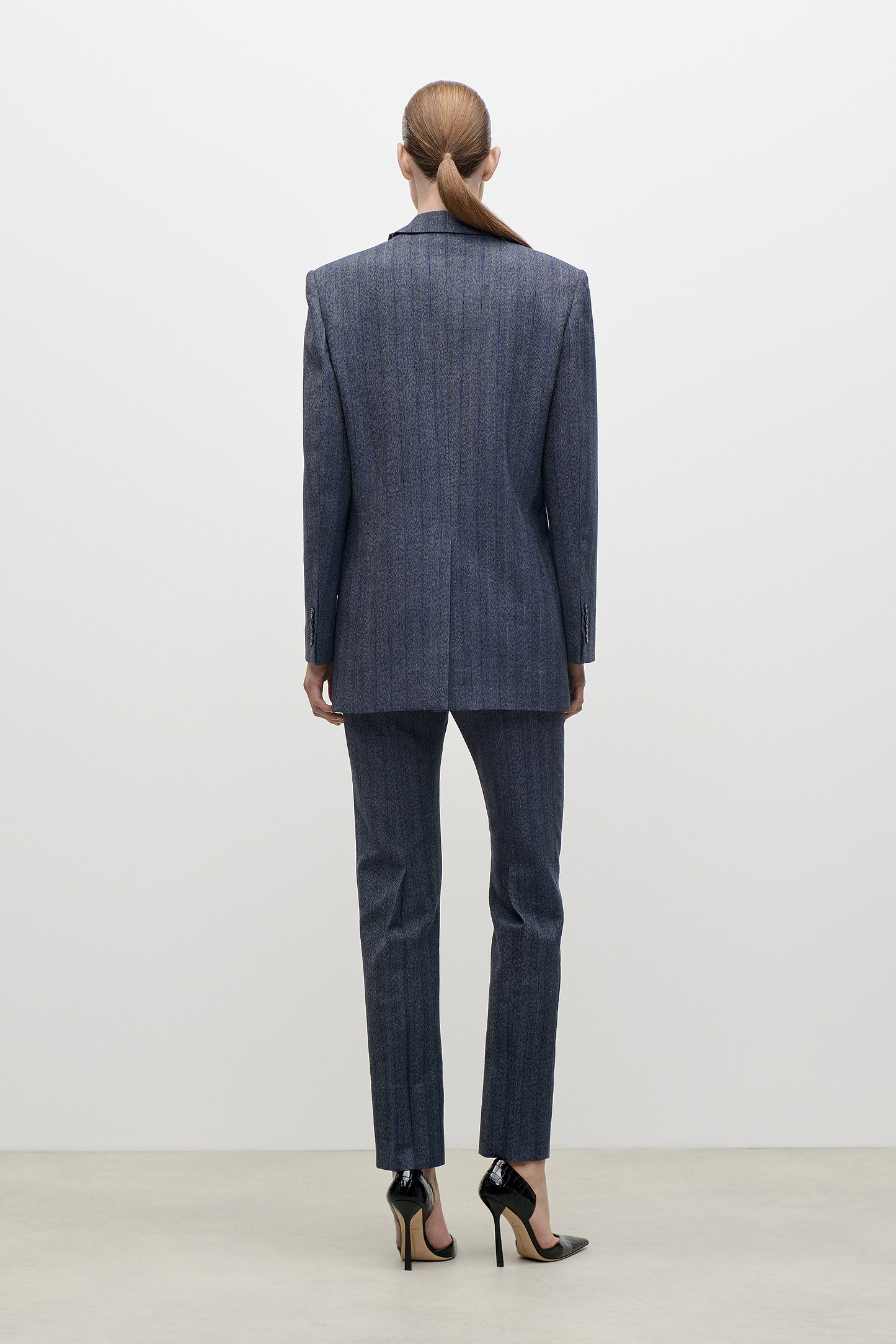 Split Collar Jacket In Blue Melange
