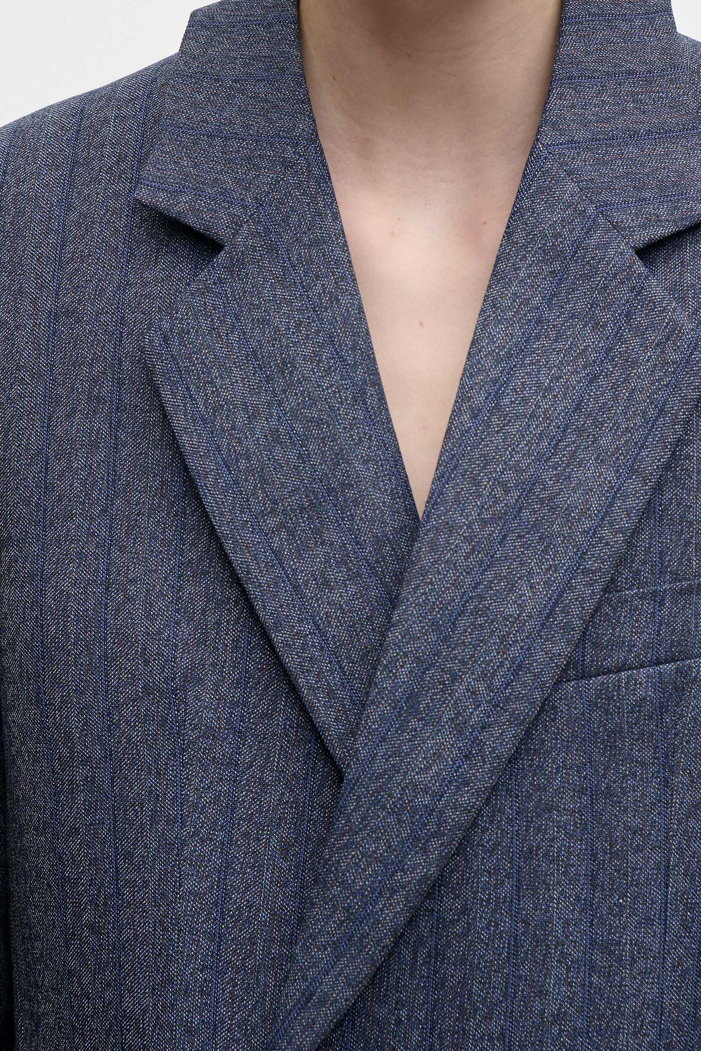 Split Collar Jacket In Blue Melange