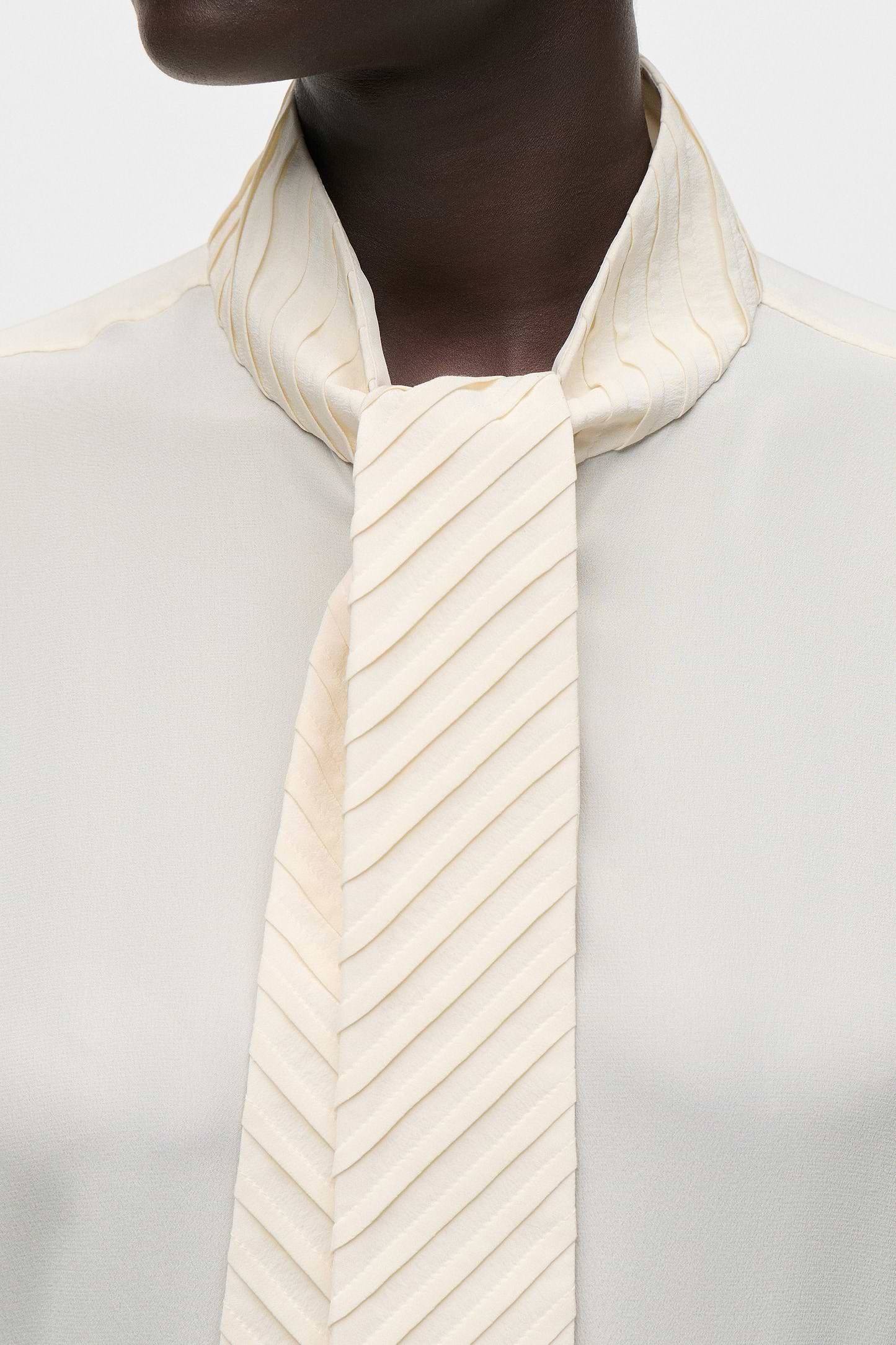 Scarf Detail Blouse In Ivory